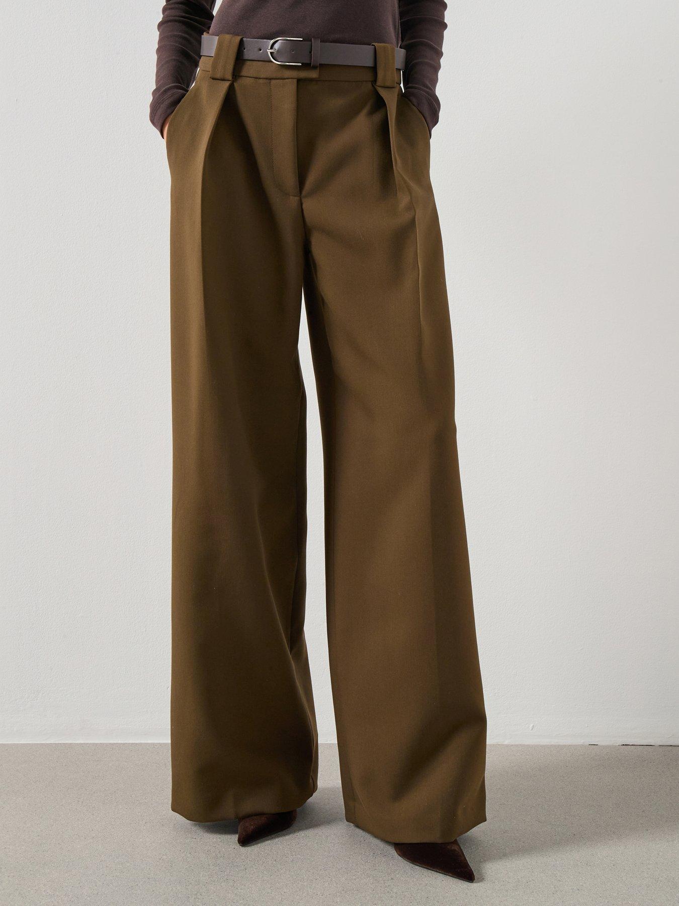 mango-wide-leg-belt-loops-trousers-brown