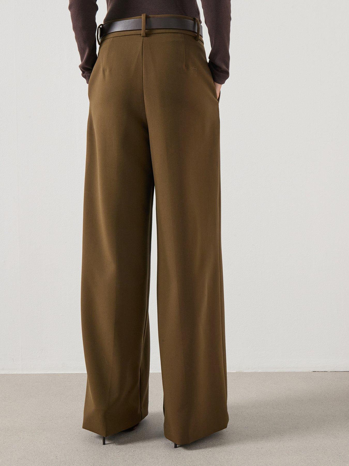 Image 2 of 6 of Mango Wide Leg Belt Loops Trousers - Brown
