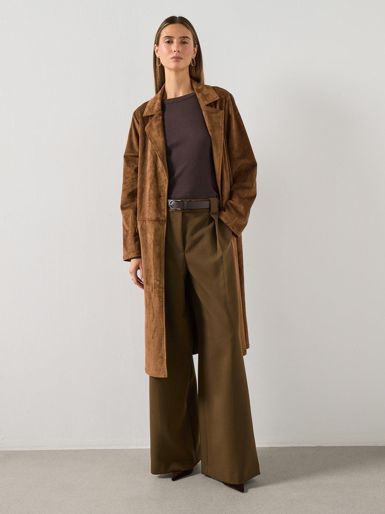 Image 3 of 6 of Mango Wide Leg Belt Loops Trousers - Brown