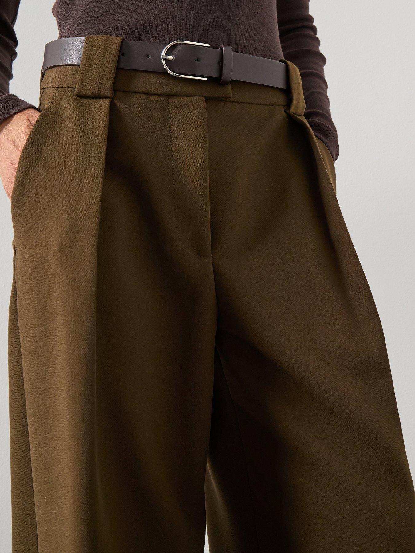 Image 5 of 6 of Mango Wide Leg Belt Loops Trousers - Brown