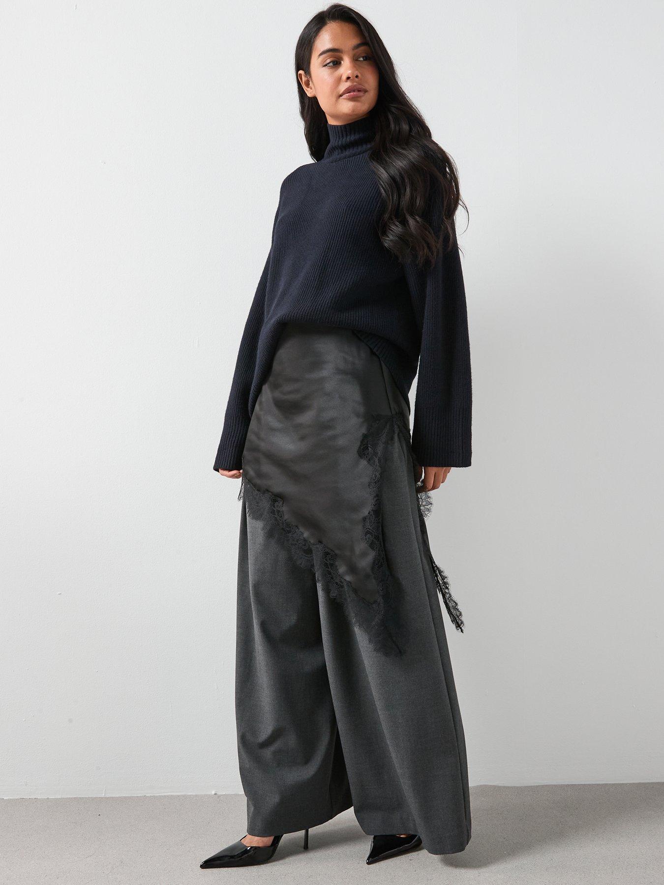 mango-satin-asymmetric-short-skirt-with-lace-blackback