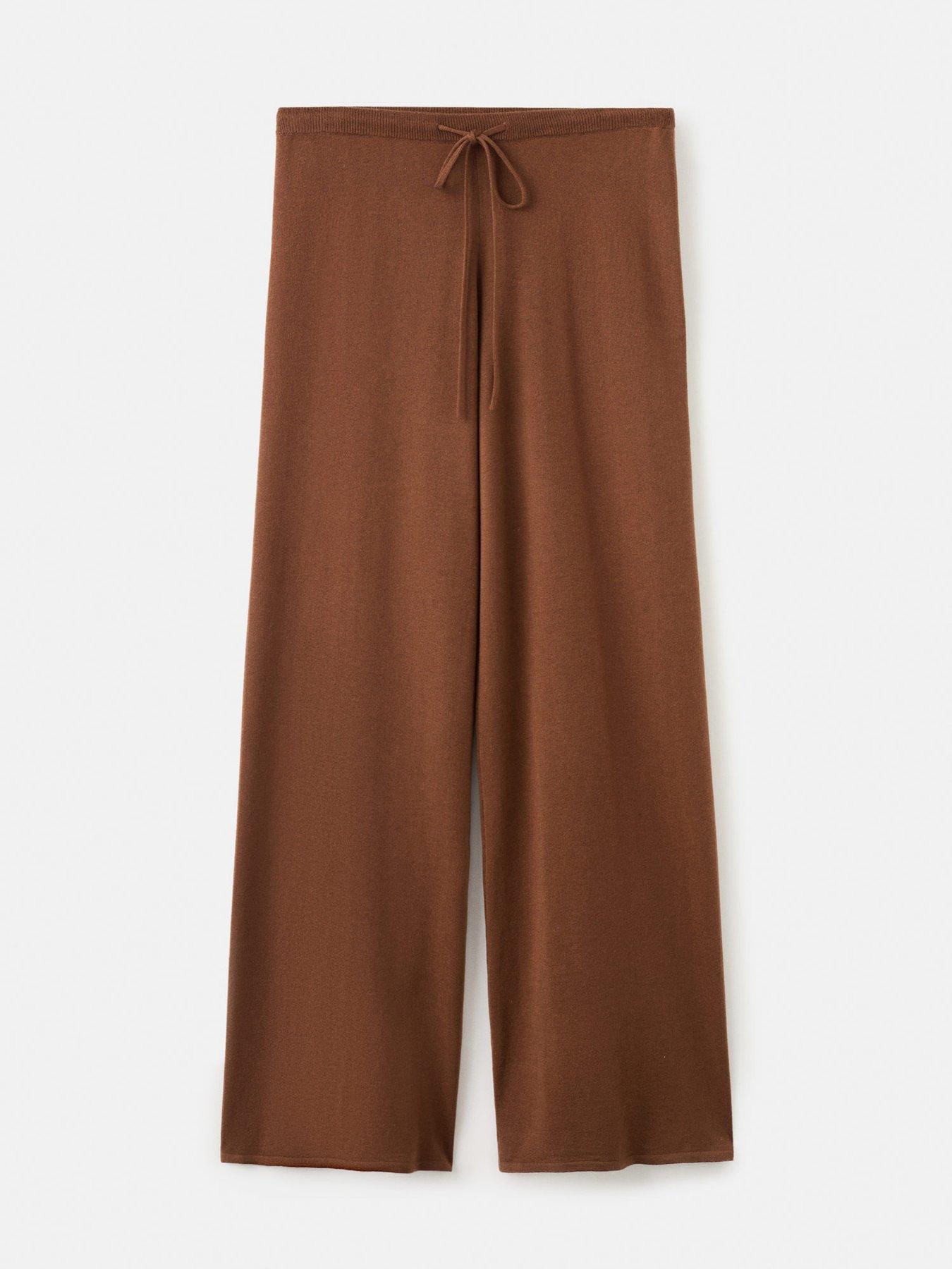 mango-straight-fit-trousers-with-elastic-waist-brownoutfit