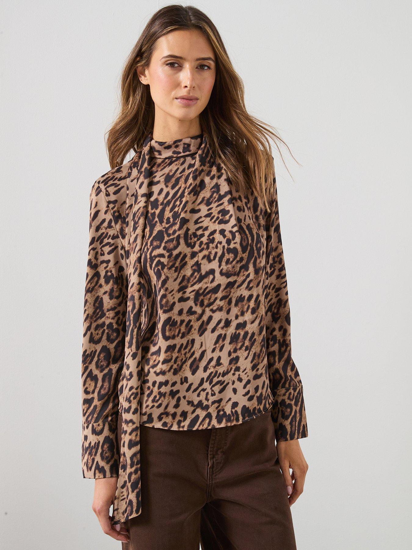 mango-animal-print-blouse-with-scarf--black
