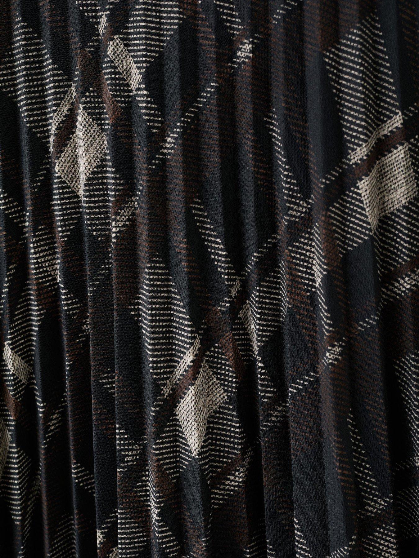 Image 5 of 6 of Mango Long Tartan Skirt - Brown