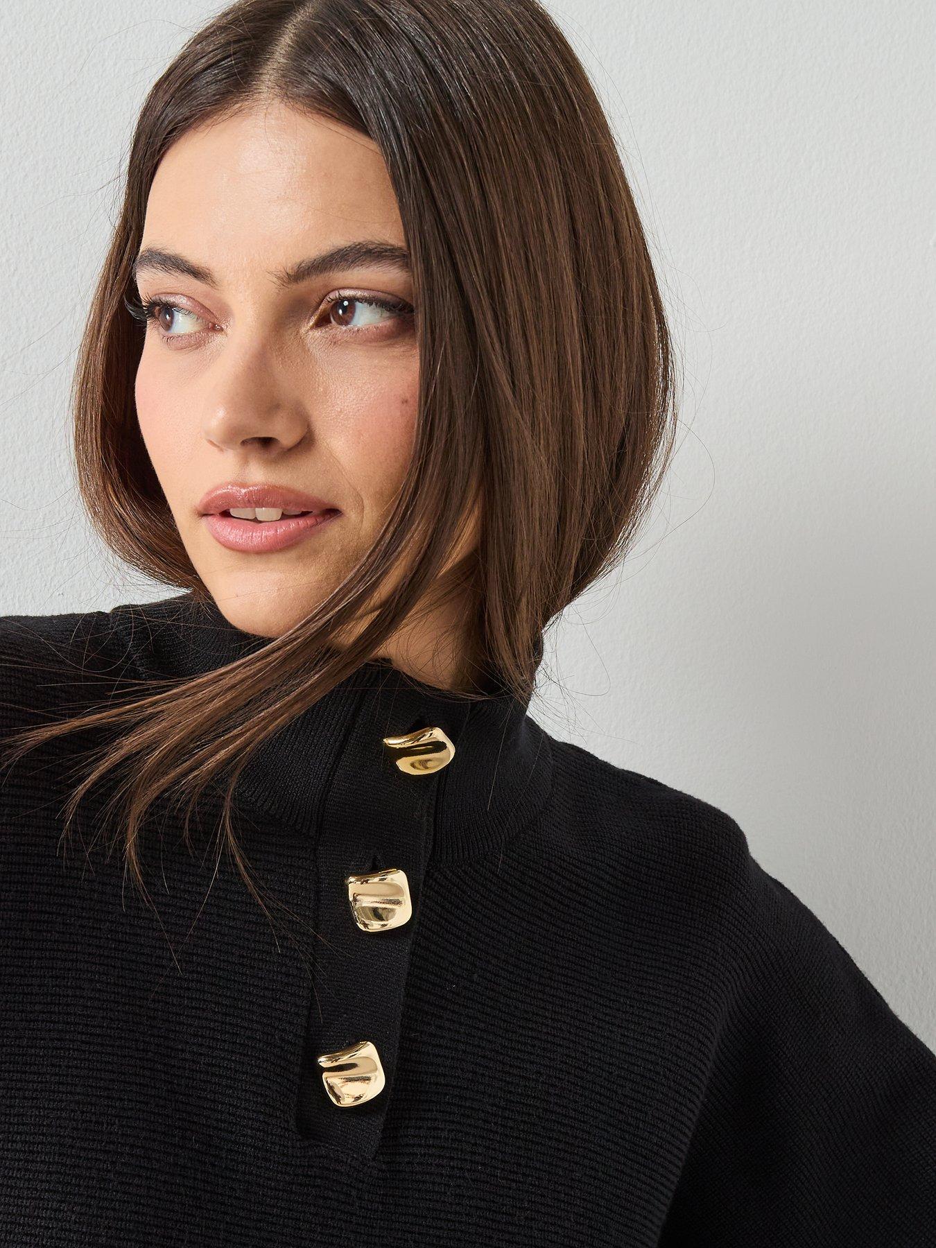 mango-turtleneck-sweater-with-jewel-buttons-blackoutfit
