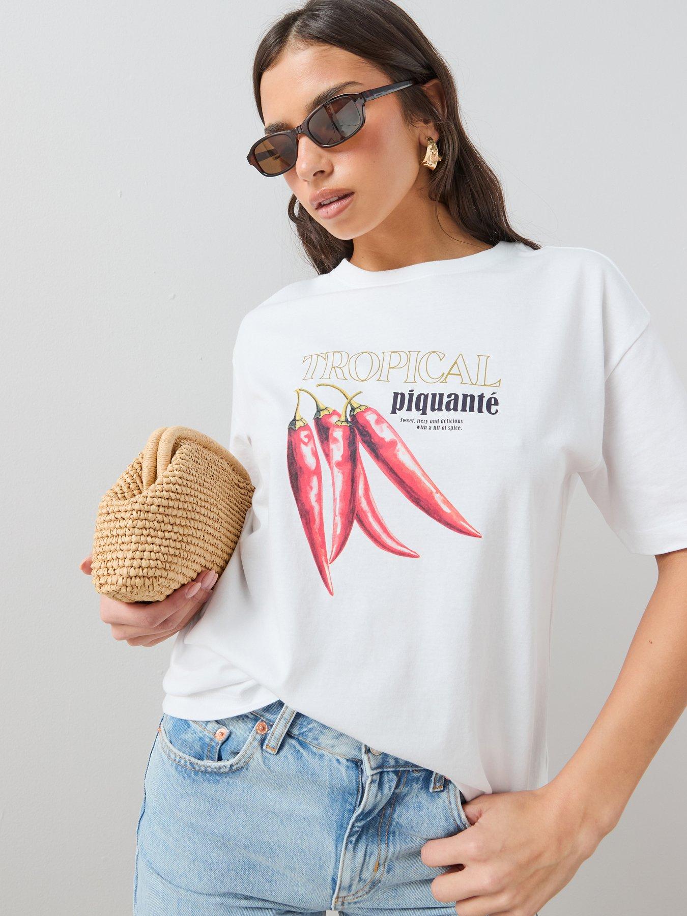The Very Collection Chilli Oversized Graphic T-Shirt - White
