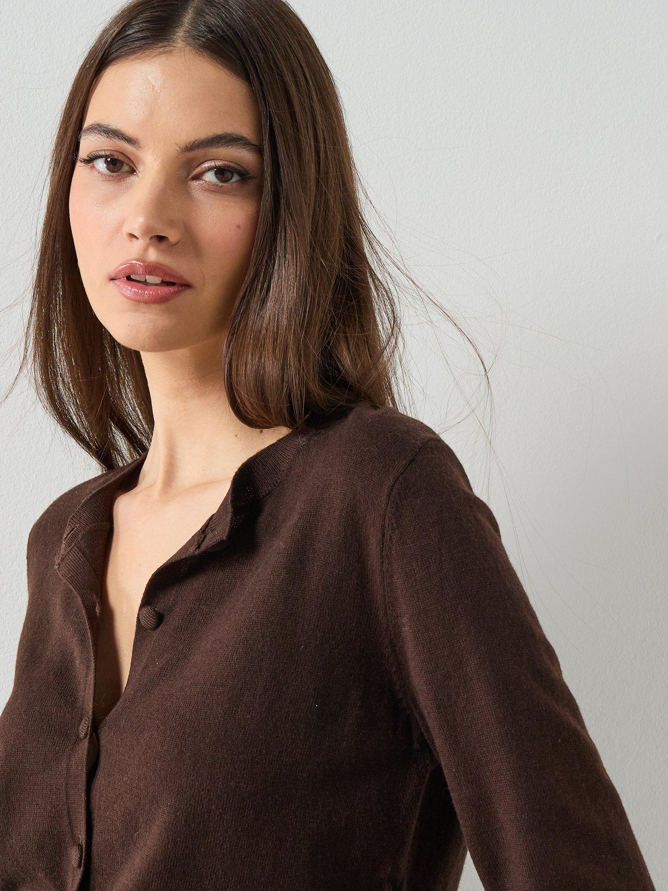 Image 5 of 6 of Mango Knitted Button Cardigan - Brown