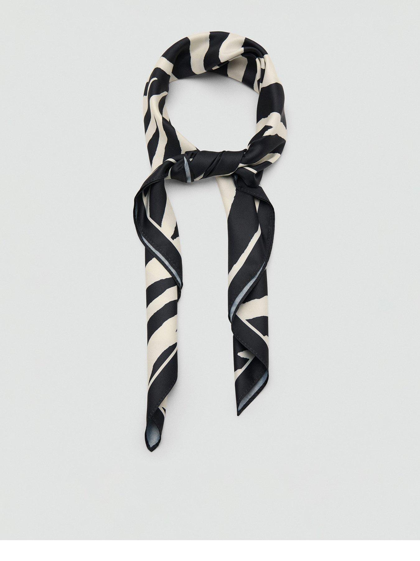 Image 1 of 3 of Mango Zebra Satin Scarf - Black