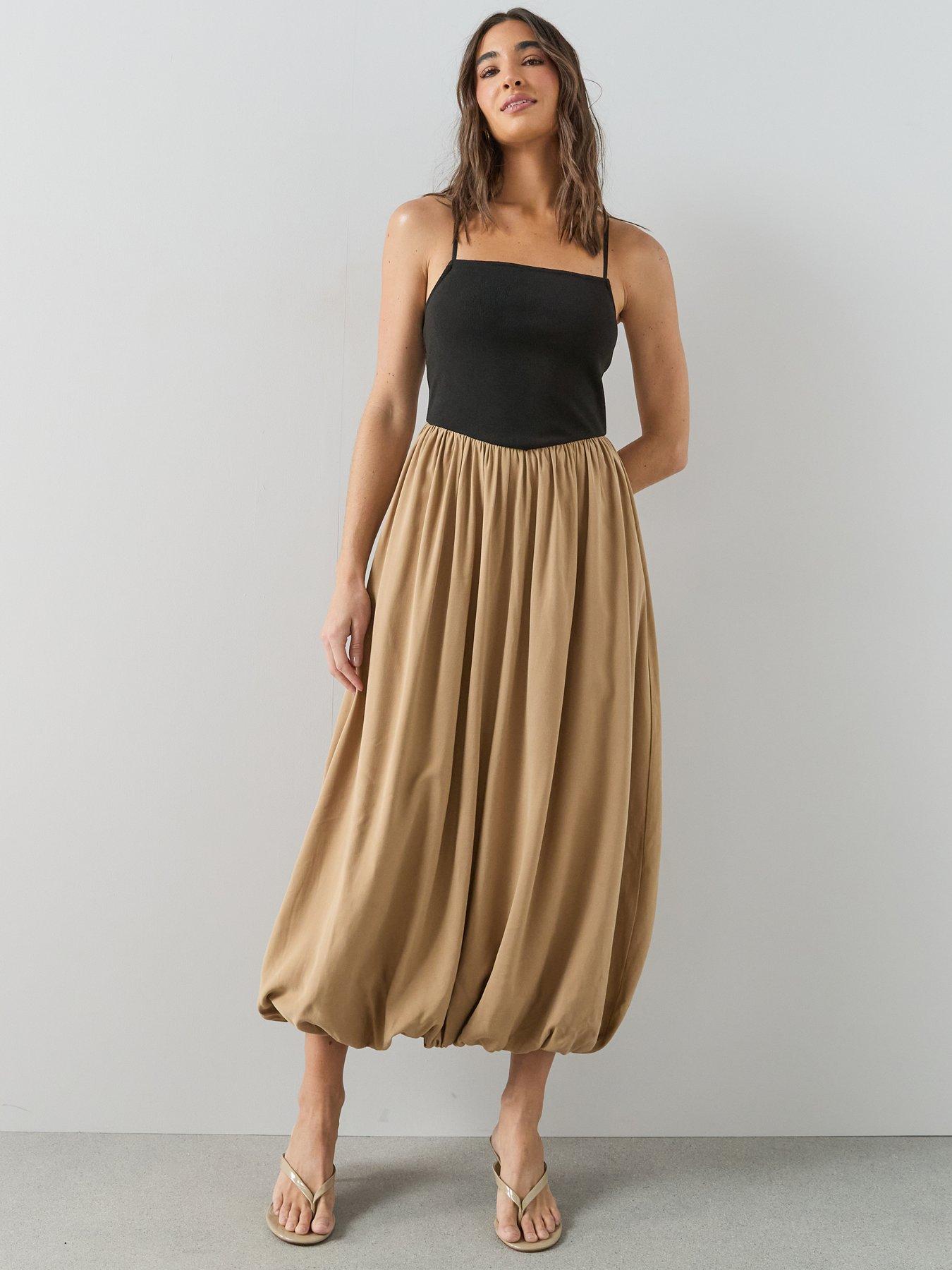 Image 5 of 7 of The Very Collection Puff Ball Woven Mix Dress - Black