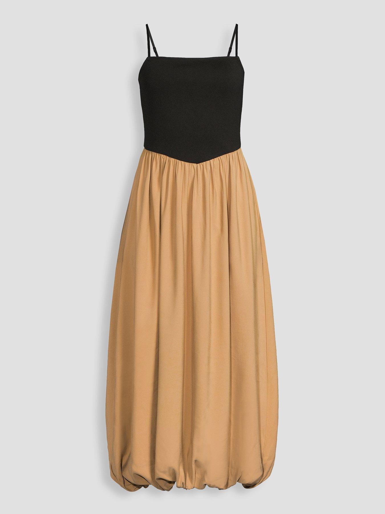 Image 7 of 7 of The Very Collection Puff Ball Woven Mix Dress - Black