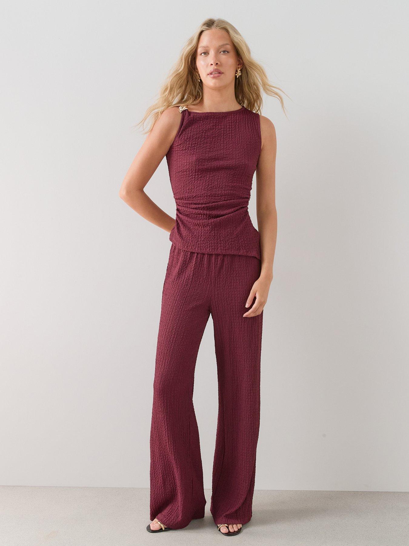 Image 1 of 6 of The Very Collection Textured Wide Leg Trouser - Red
