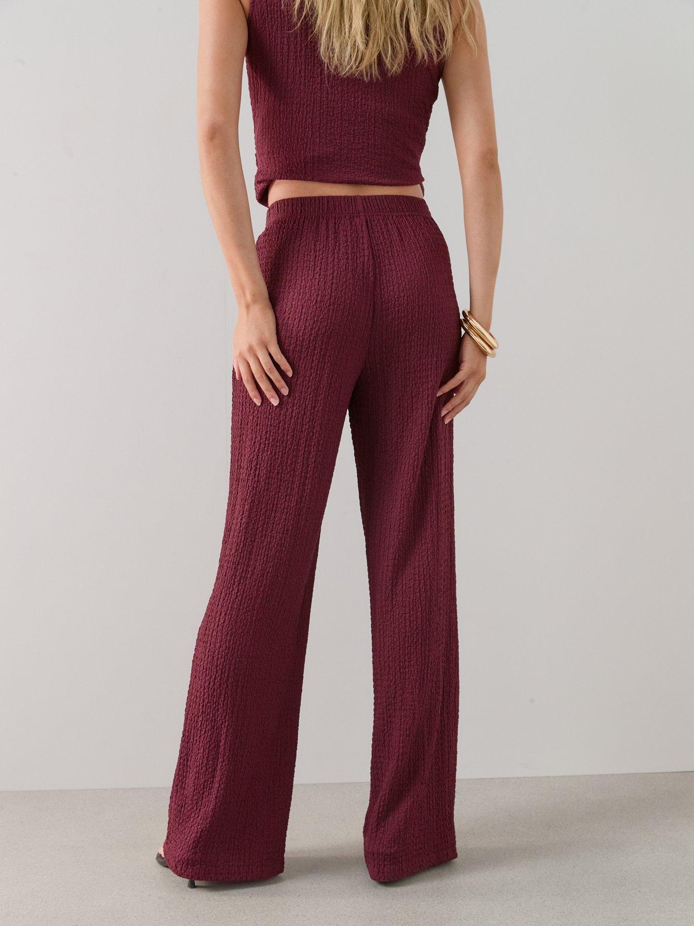 Image 2 of 6 of The Very Collection Textured Wide Leg Trouser - Red