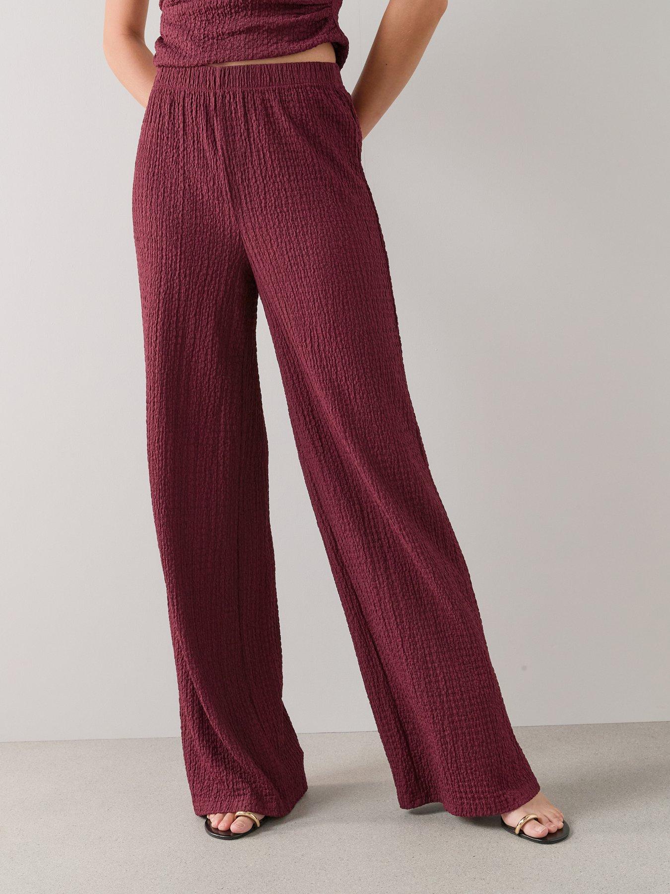 Image 3 of 6 of The Very Collection Textured Wide Leg Trouser - Red