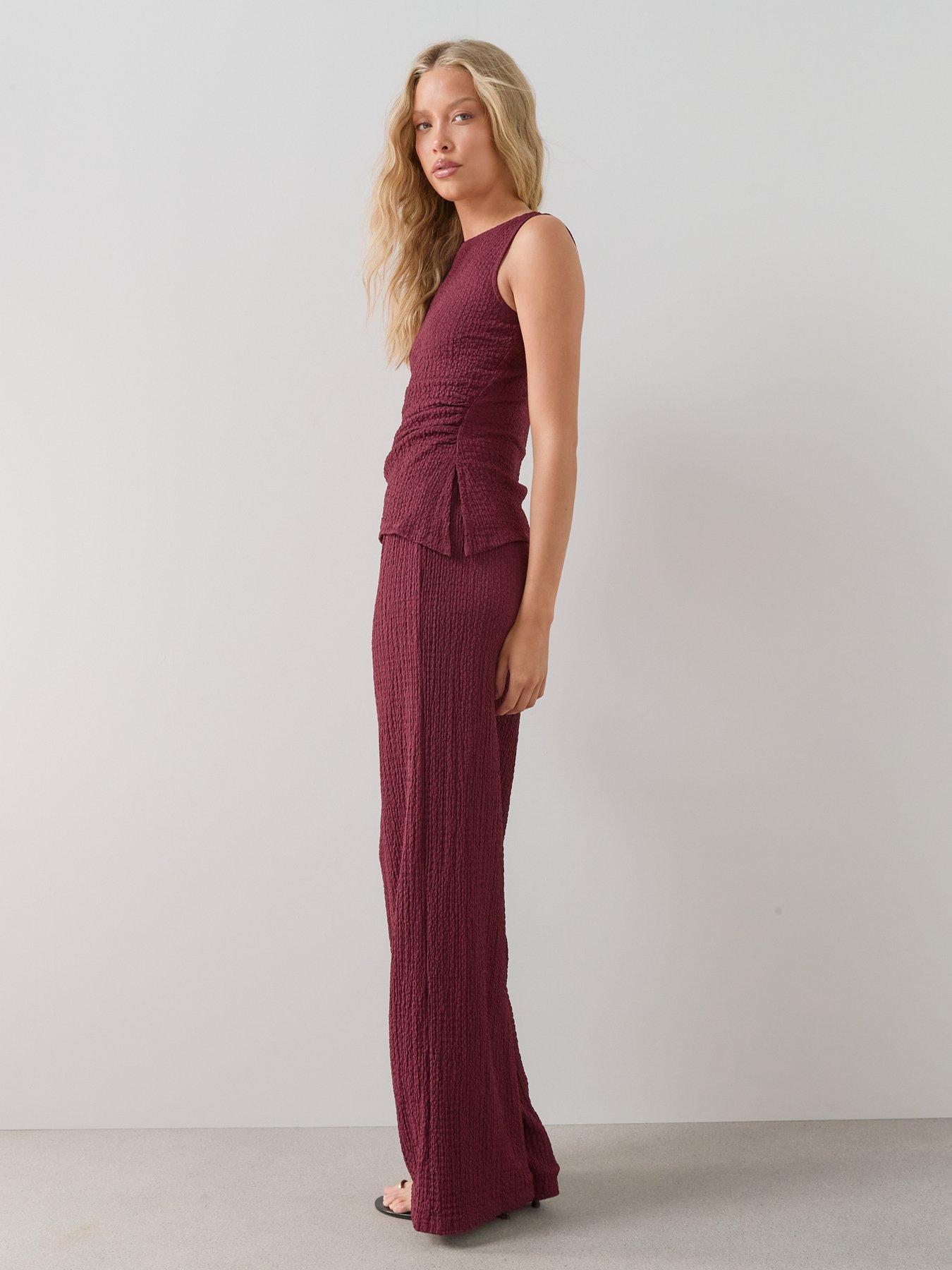 Image 5 of 6 of The Very Collection Textured Wide Leg Trouser - Red