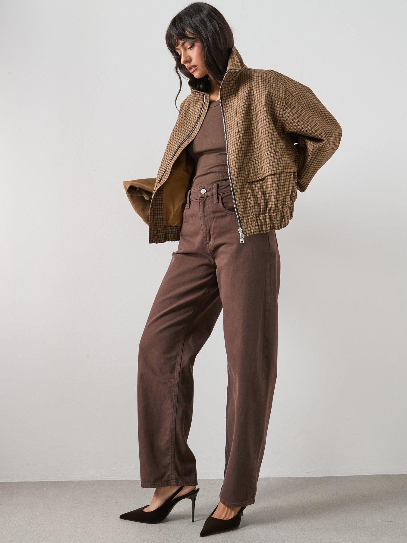 mango-high-waisted-barrel-jeans-brownoutfit