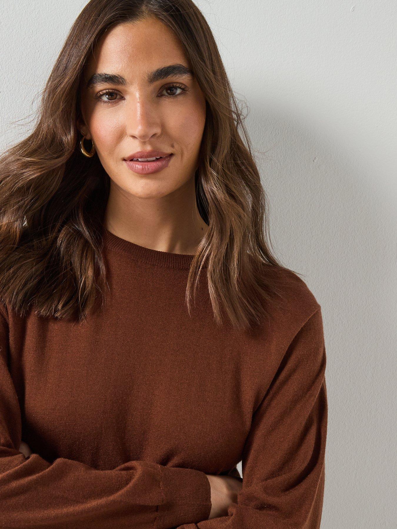 Image 5 of 6 of Mango Wool Blend Knot Sweater - Brown
