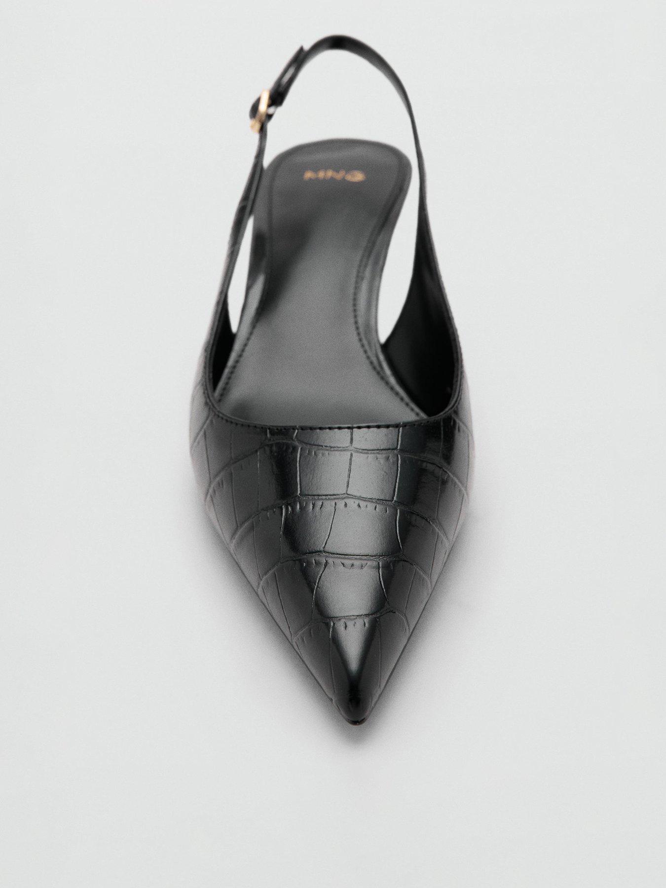 Image 2 of 5 of Mango Croc Effect Heeled Shoes - Black