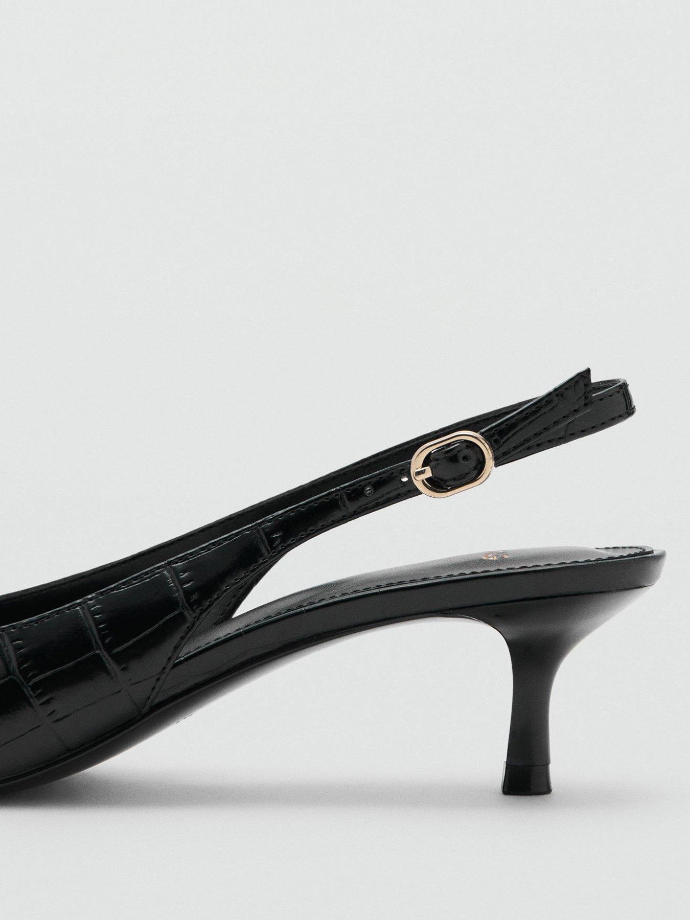 Image 5 of 5 of Mango Croc Effect Heeled Shoes - Black