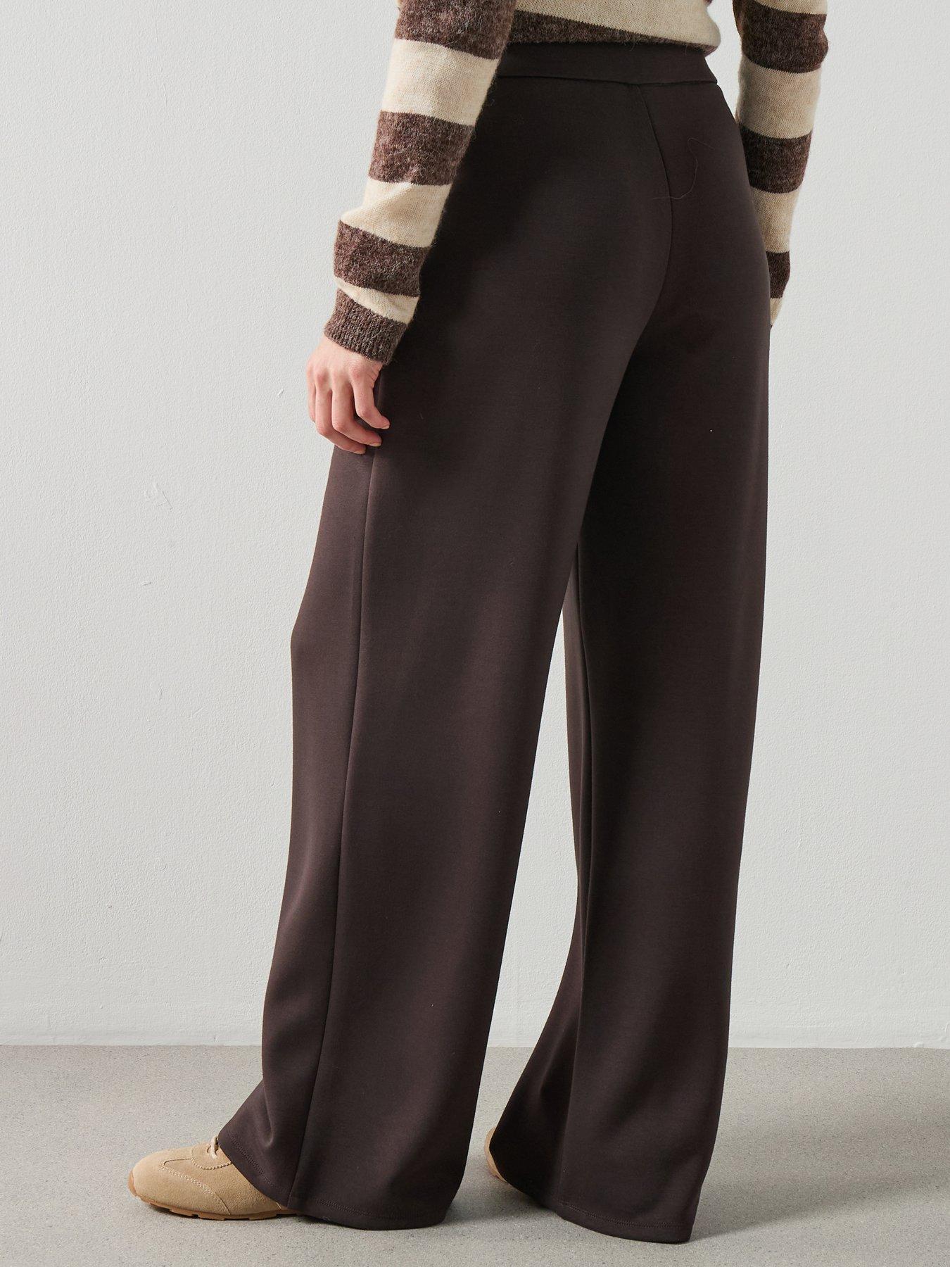 mango-straight-fit-trousers-with-elastic-waist-brownstillFront