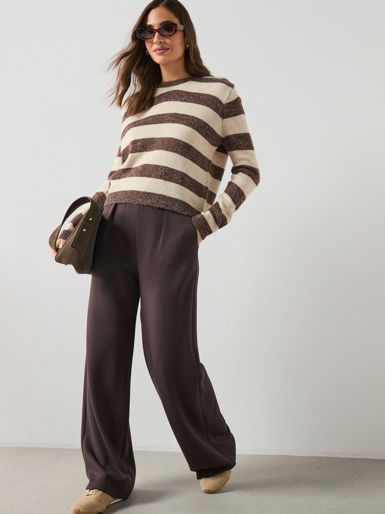 mango-straight-fit-trousers-with-elastic-waist-brownback