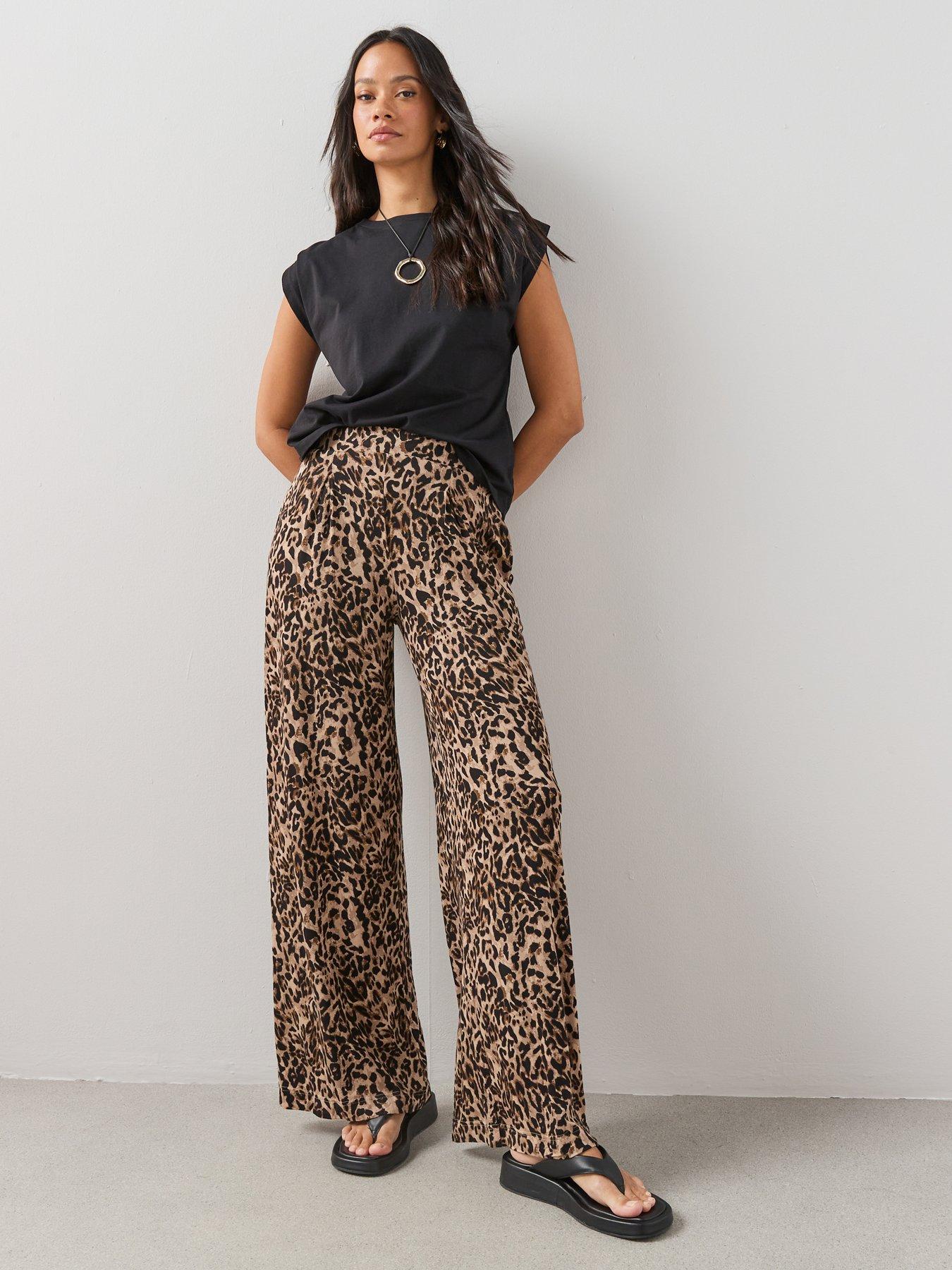 The Very Collection Printed Wide Leg Stretch Trouser - Animal Print