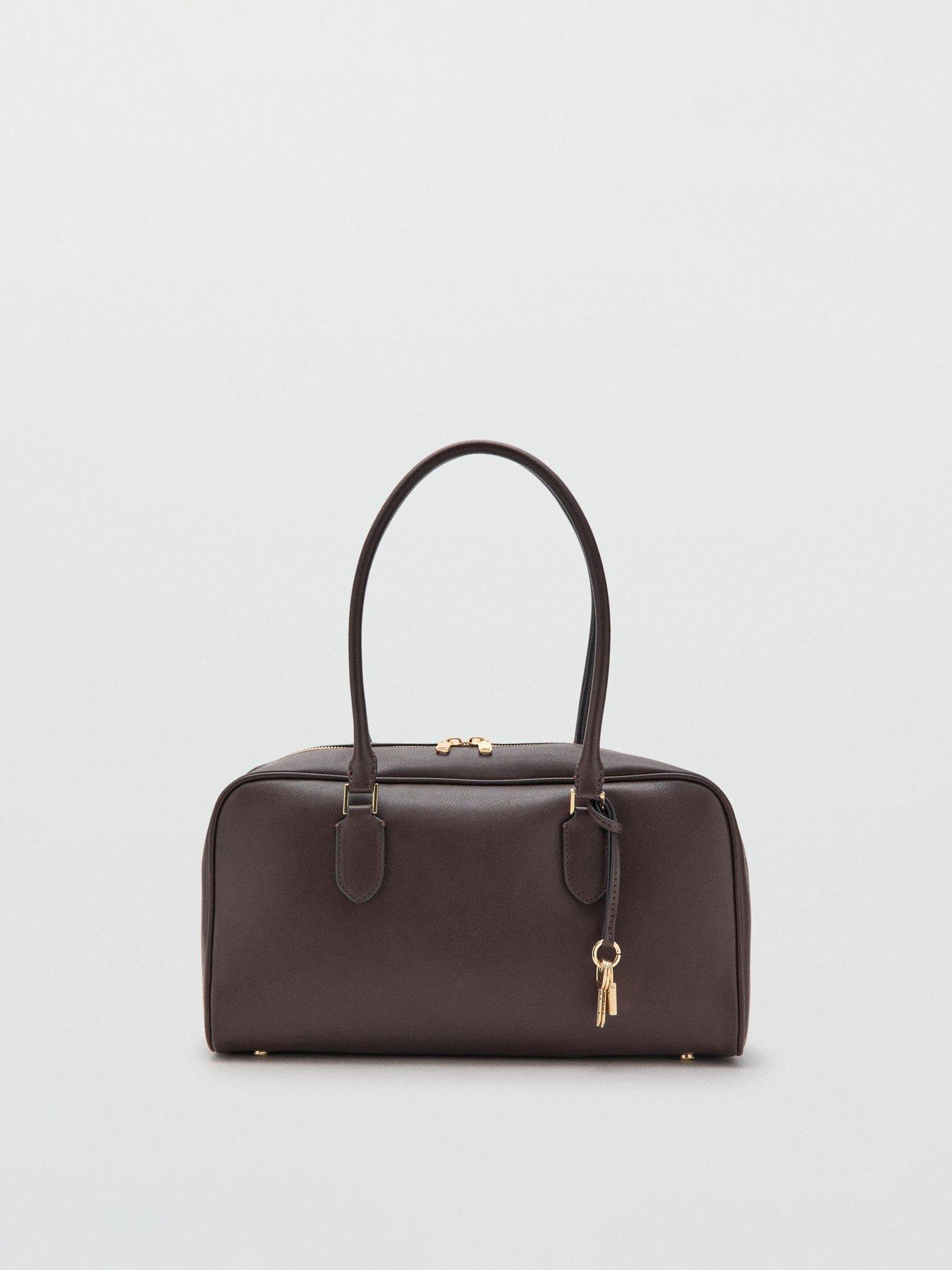 Image 2 of 6 of Mango Medium Bowling Bag With Charm Detail - Brown