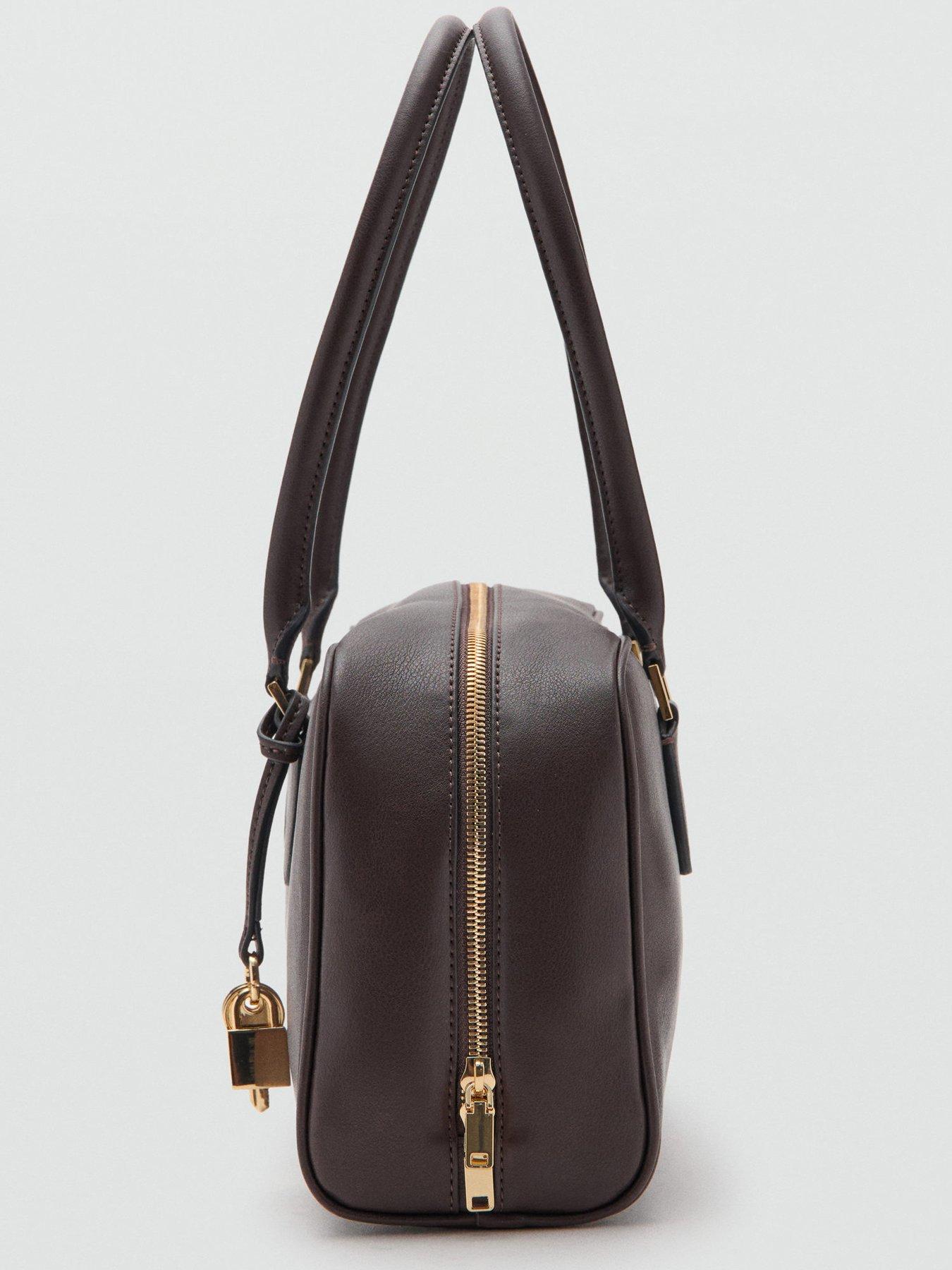 Image 3 of 6 of Mango Medium Bowling Bag With Charm Detail - Brown