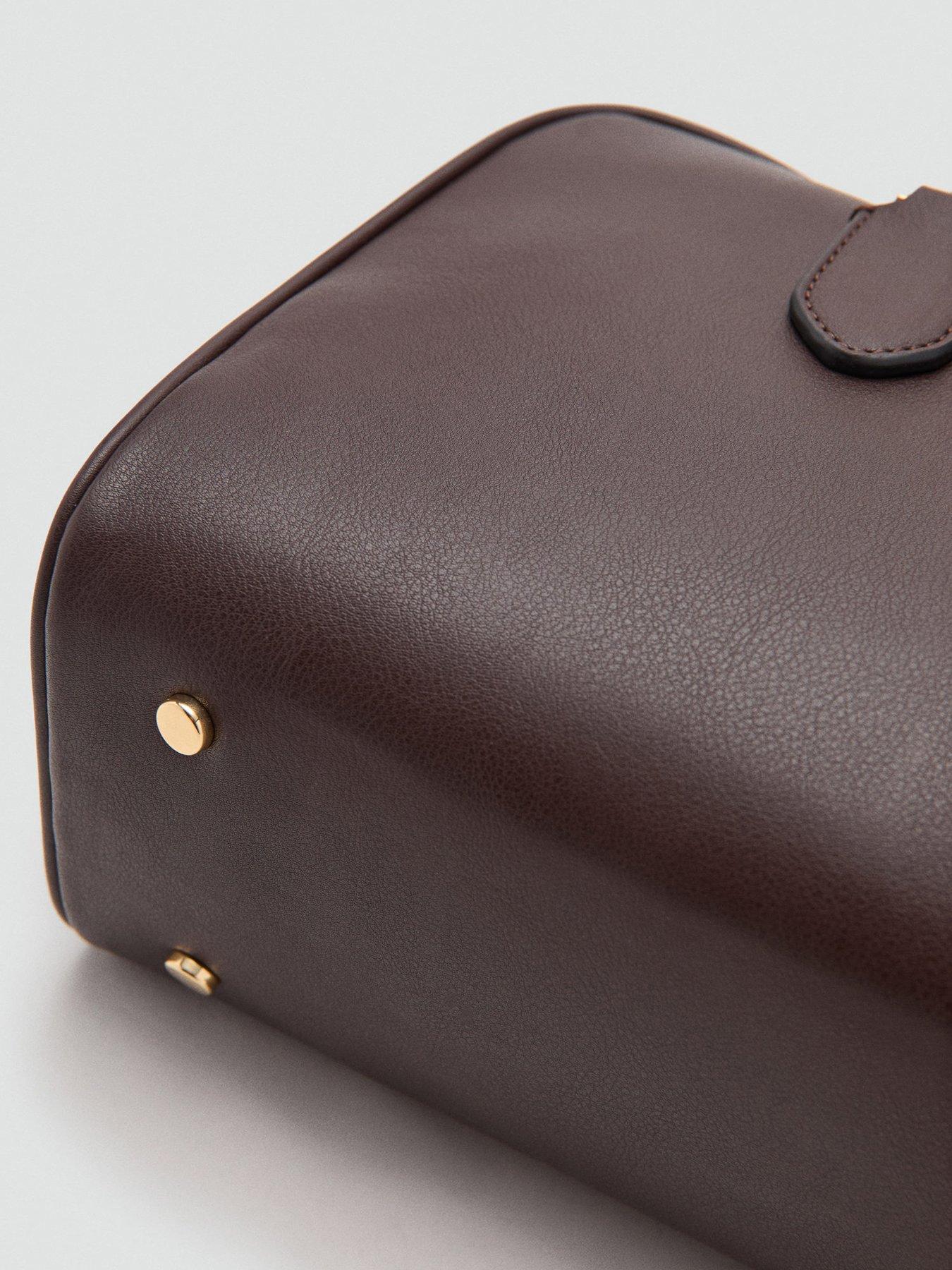 Image 4 of 6 of Mango Medium Bowling Bag With Charm Detail - Brown