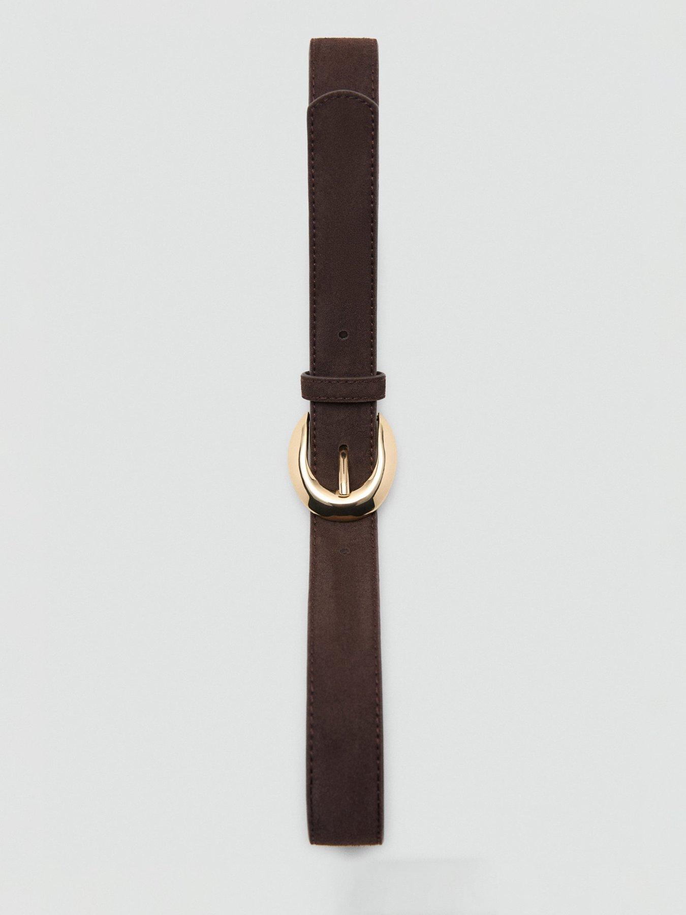 Image 2 of 5 of Mango Leather Belt With Oval Buckle - Brown