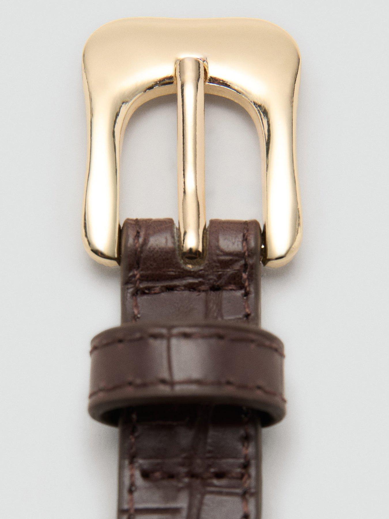 Image 4 of 5 of Mango Croco Faux-leather Belt - Brown