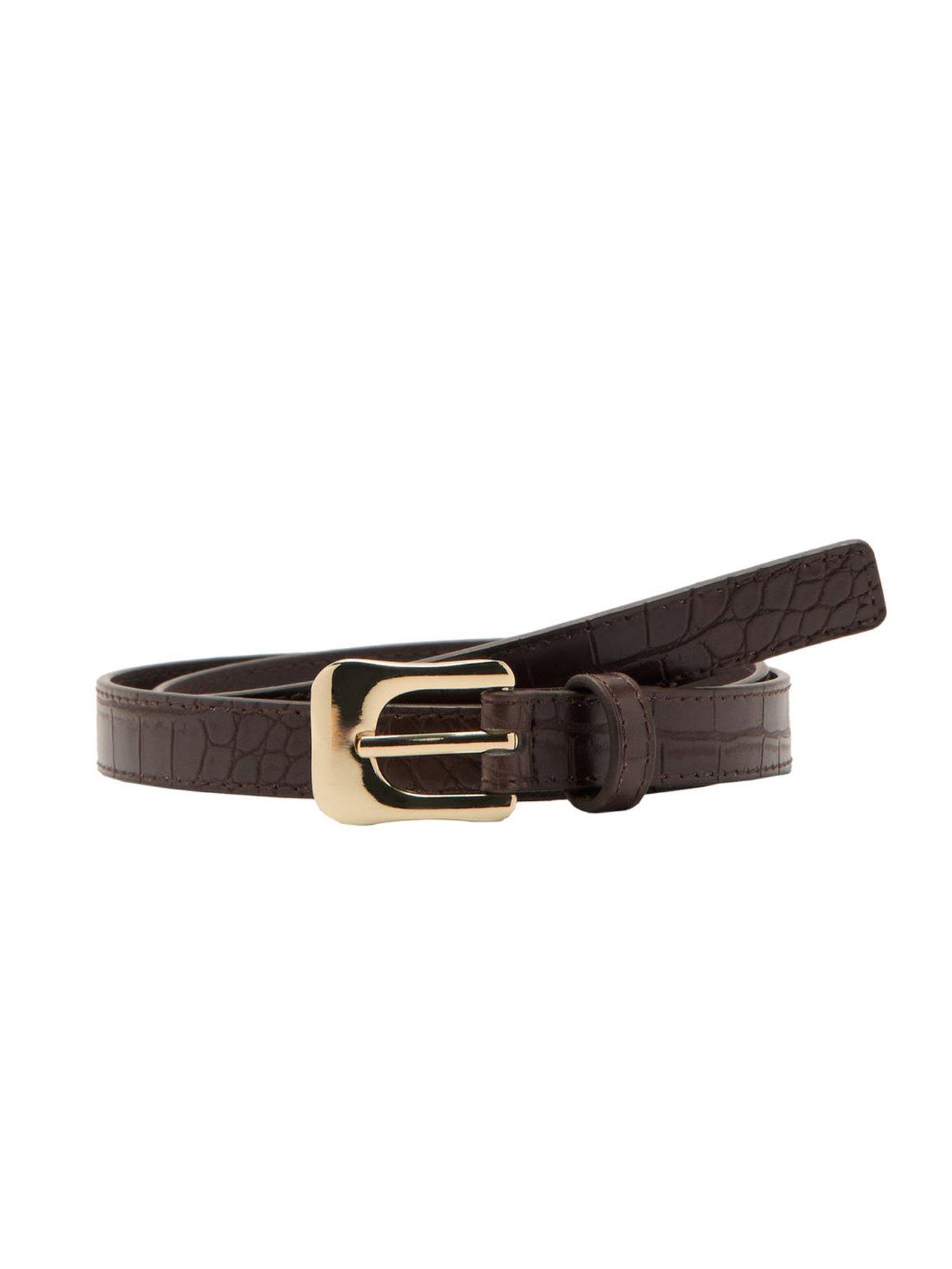 Image 5 of 5 of Mango Croco Faux-leather Belt - Brown