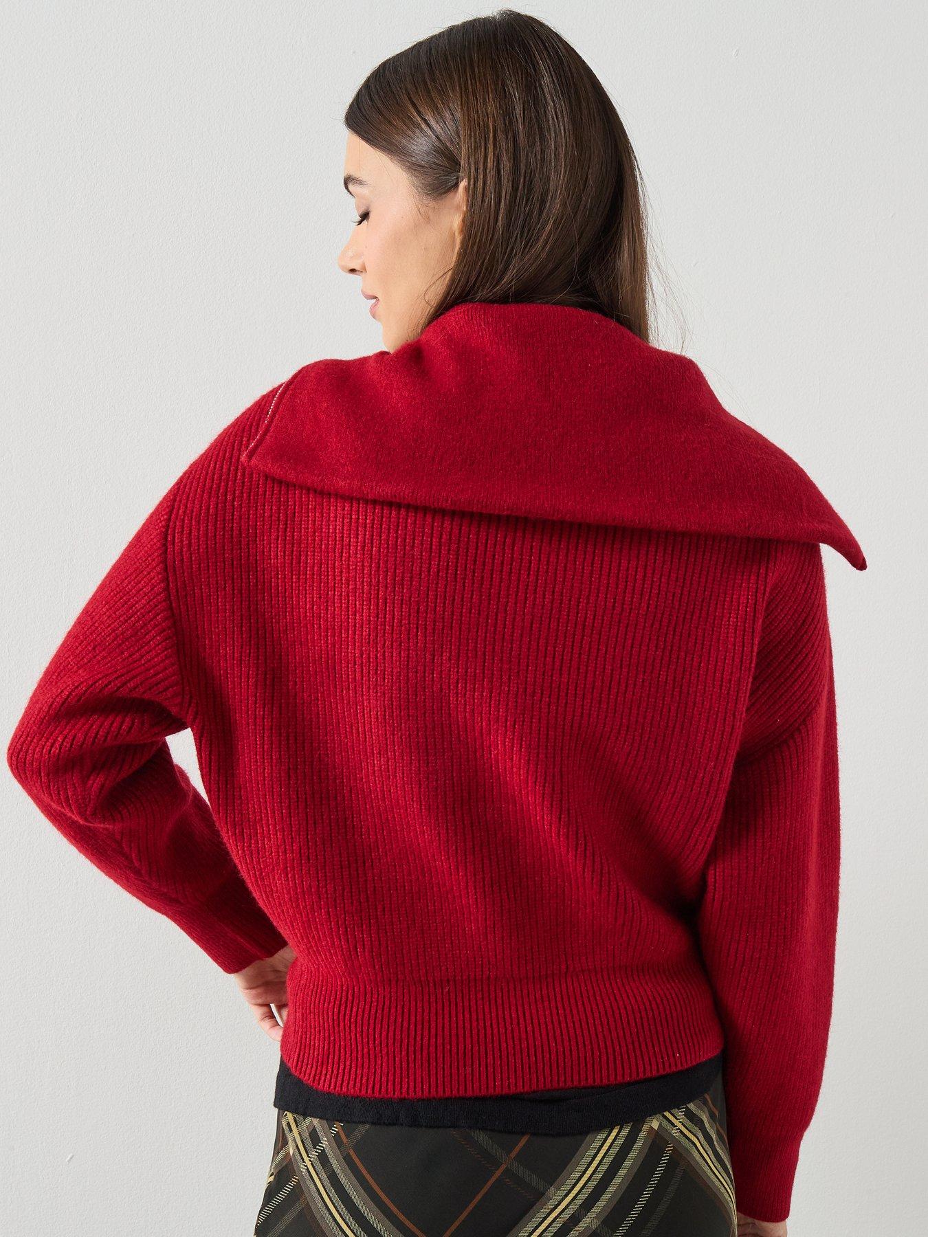 Image 2 of 6 of Mango Sweater With Funnel Neck And Zip - Burgundy