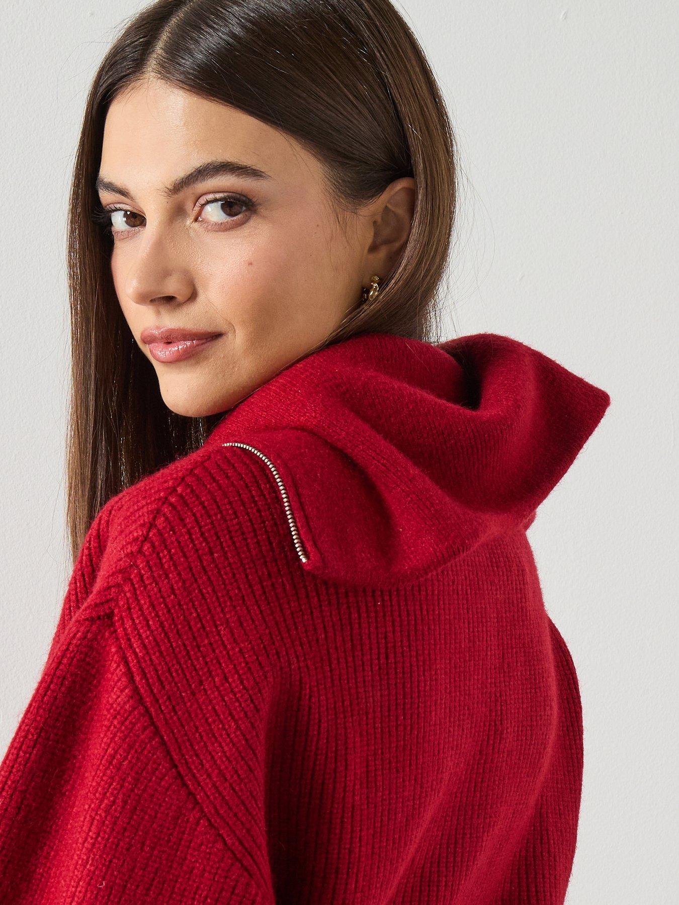 Image 4 of 6 of Mango Sweater With Funnel Neck And Zip - Burgundy