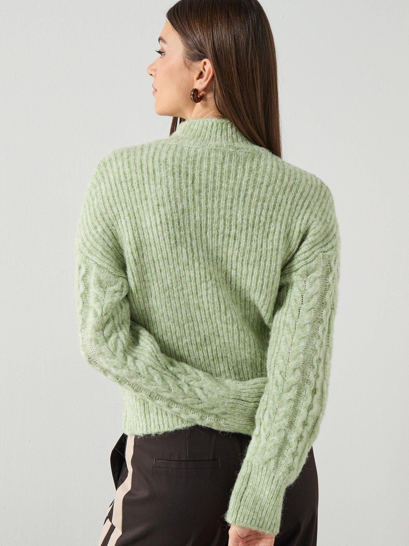 Image 2 of 6 of Mango Braided Sweater With Perkins Neck - Blue