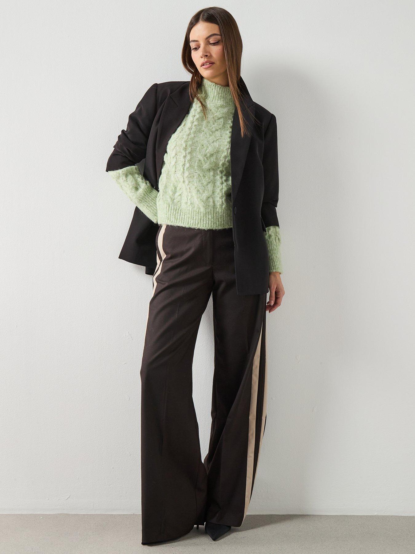 Image 3 of 6 of Mango Braided Sweater With Perkins Neck - Blue