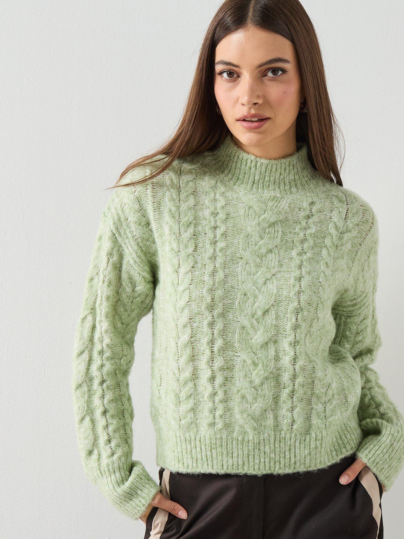 Image 5 of 6 of Mango Braided Sweater With Perkins Neck - Blue