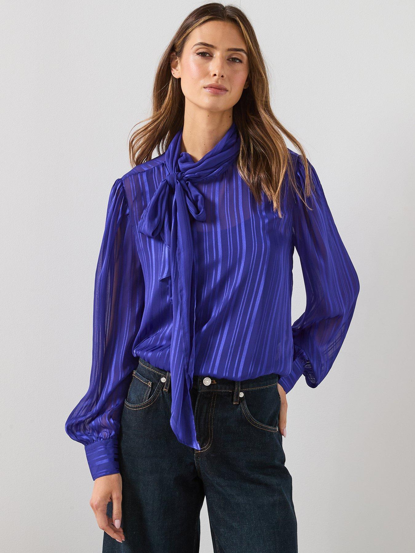 mango-striped-blouse-with-scarf-blue