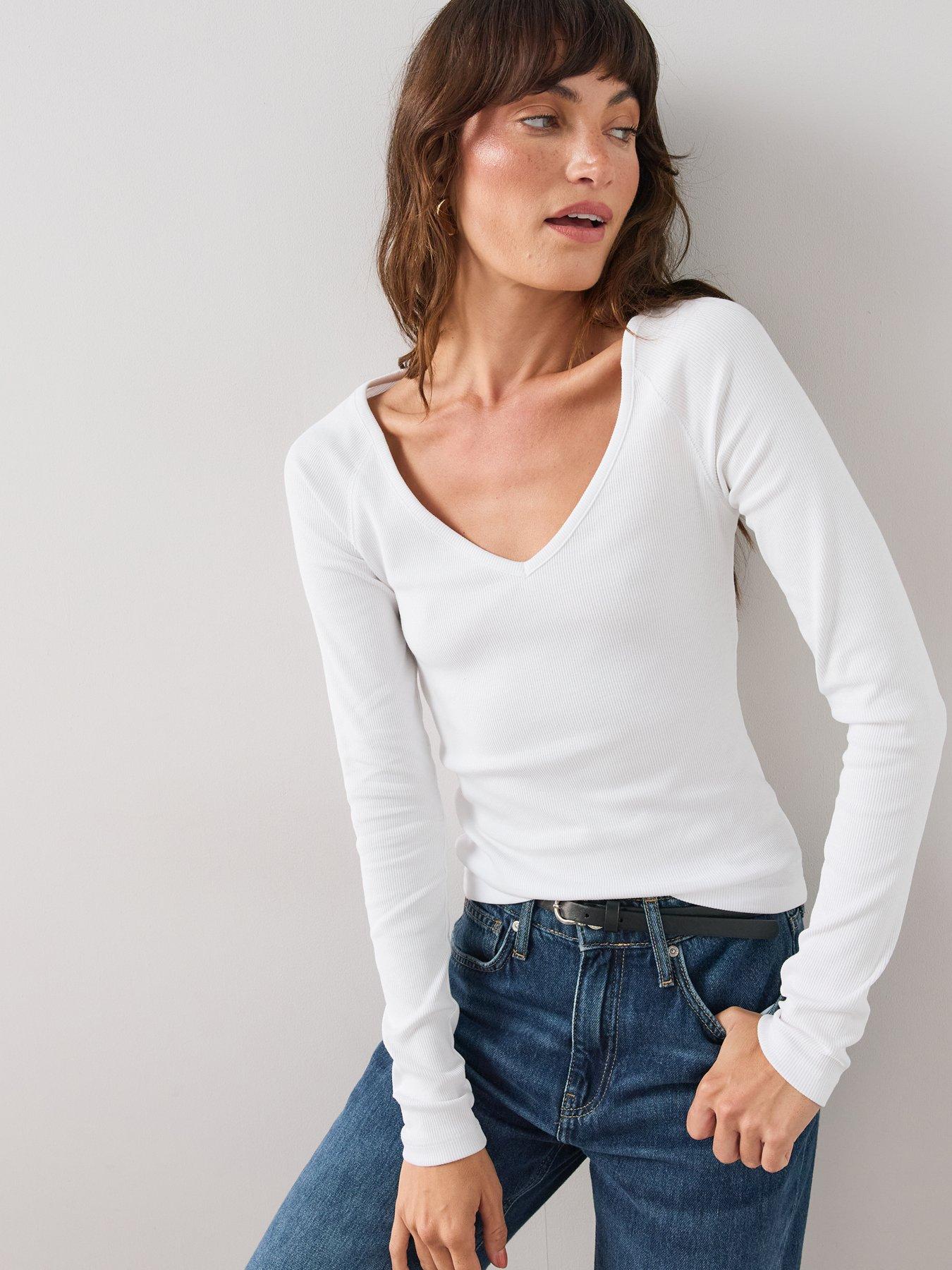 Image 1 of 7 of The Very Collection Deep Vneck Raglan Tee