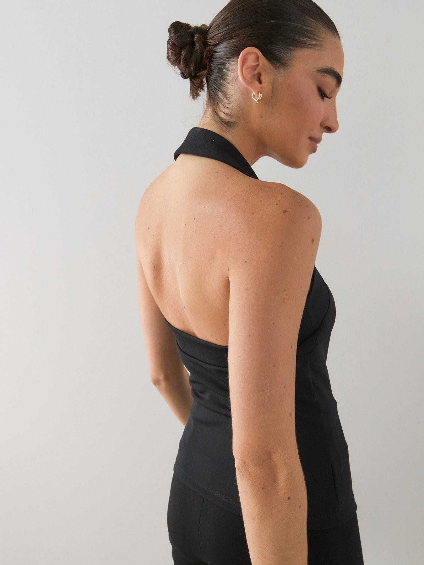 Image 2 of 7 of The Very Collection Square Neck Halter Top - Black
