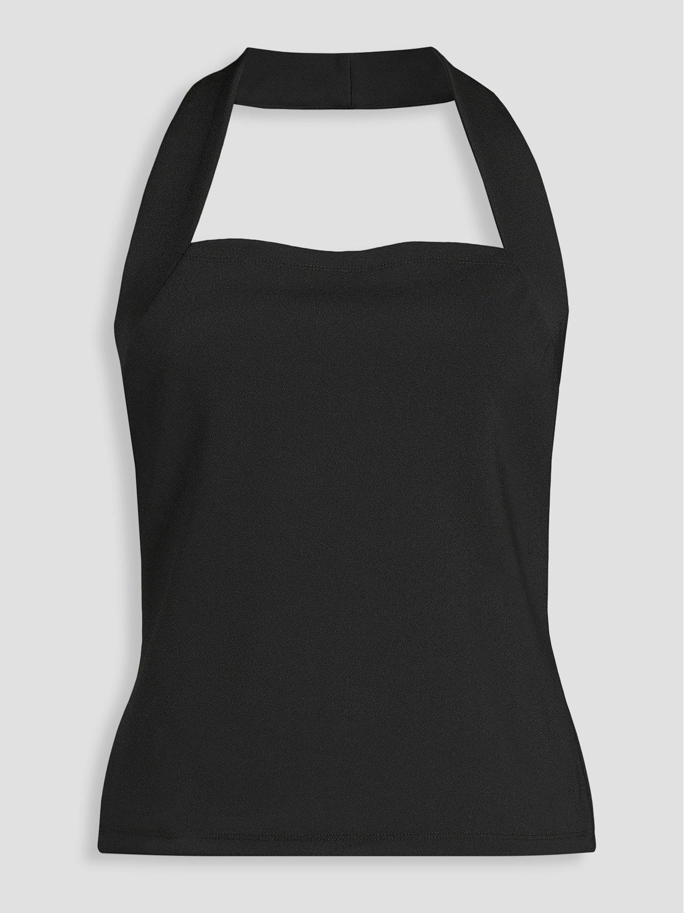 Image 7 of 7 of The Very Collection Square Neck Halter Top - Black