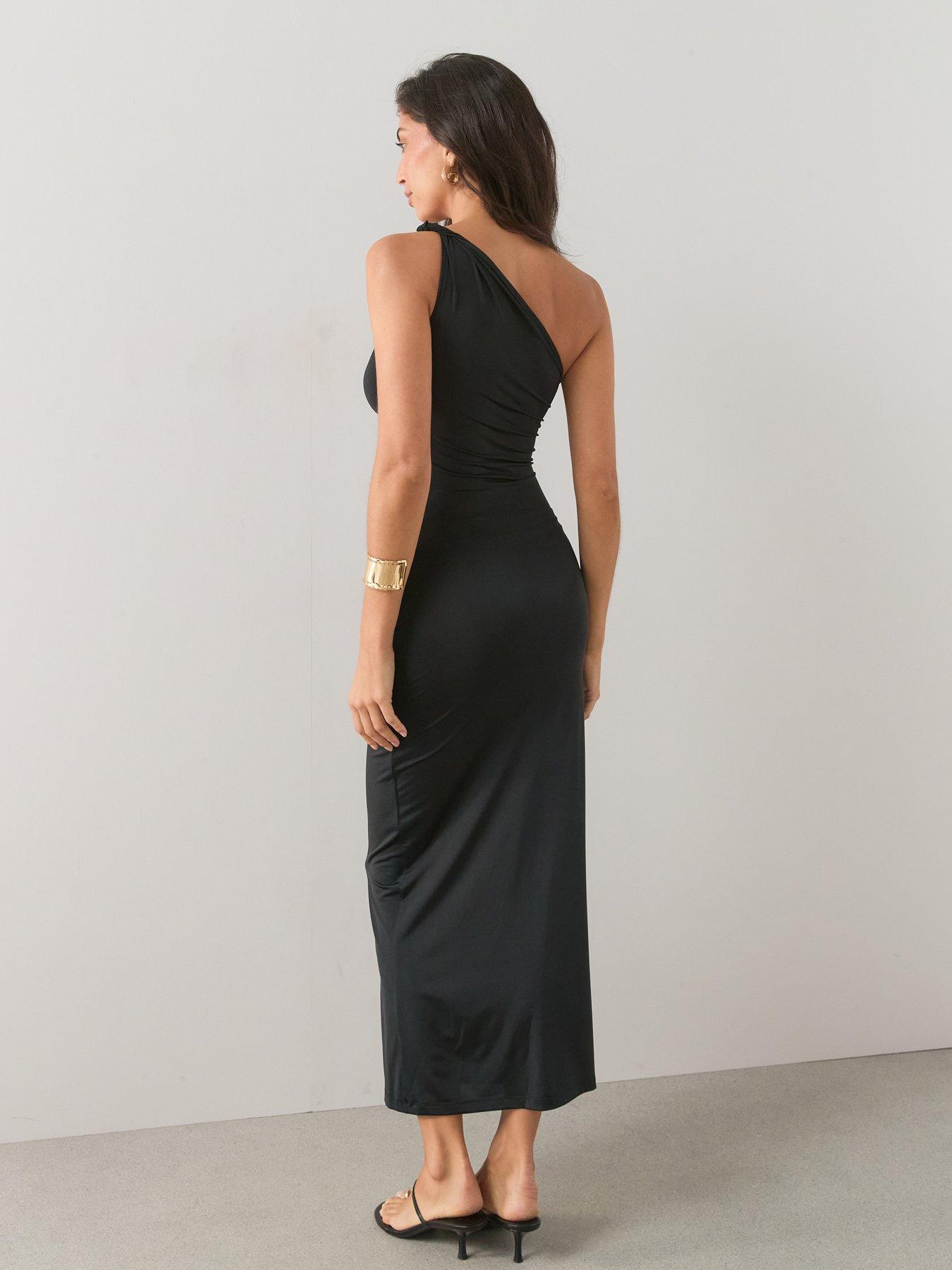 Image 2 of 6 of The Very Collection Trim Shoulder Midaxi Dress - Black