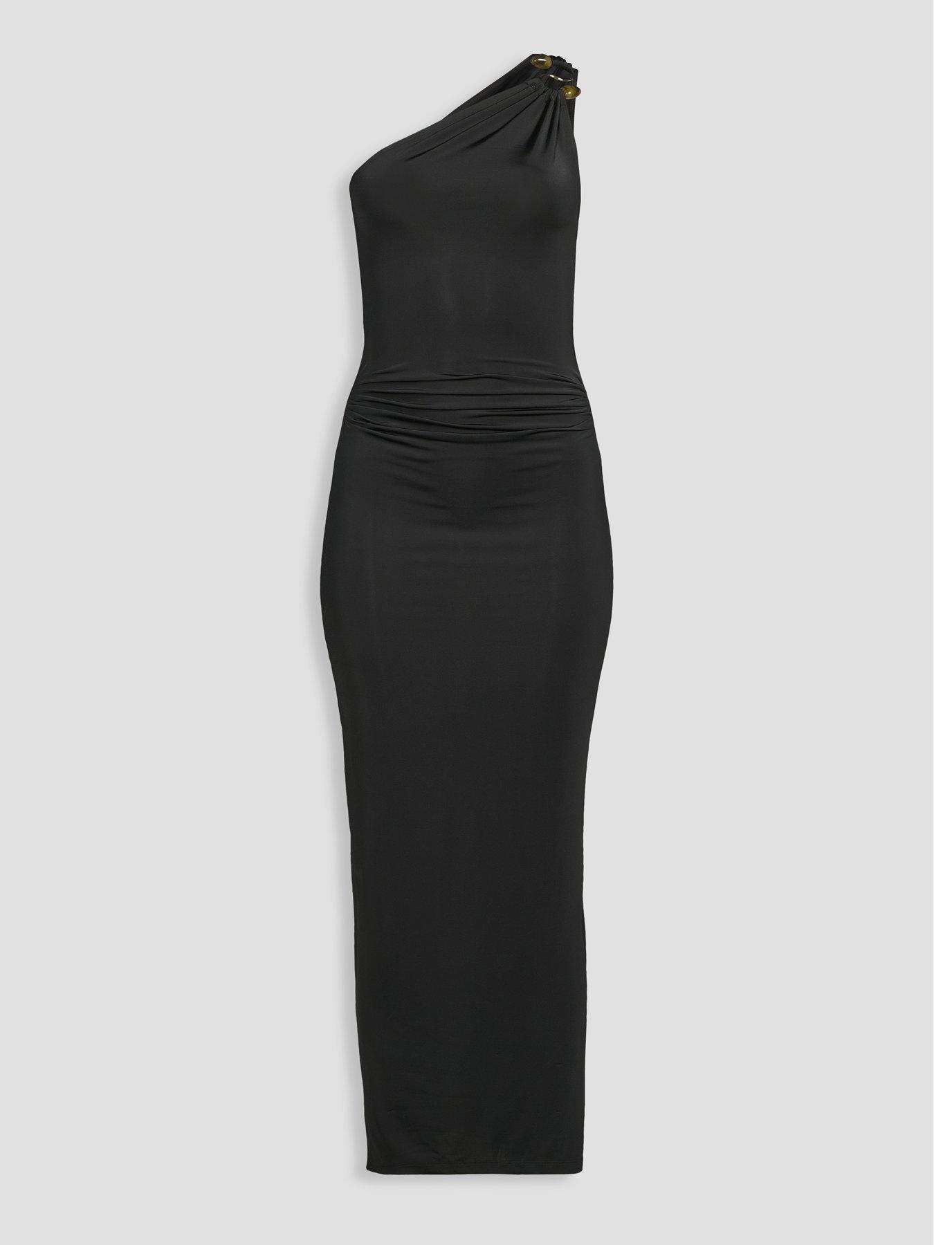 Image 6 of 6 of The Very Collection Trim Shoulder Midaxi Dress - Black