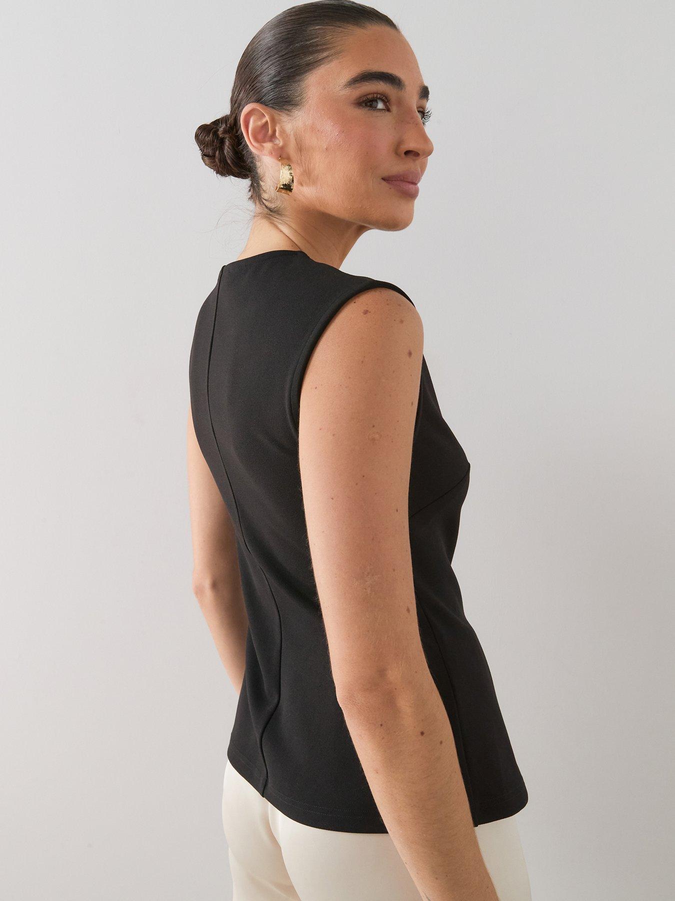 Image 2 of 7 of The Very Collection Button Through Sleeveless Top - Black