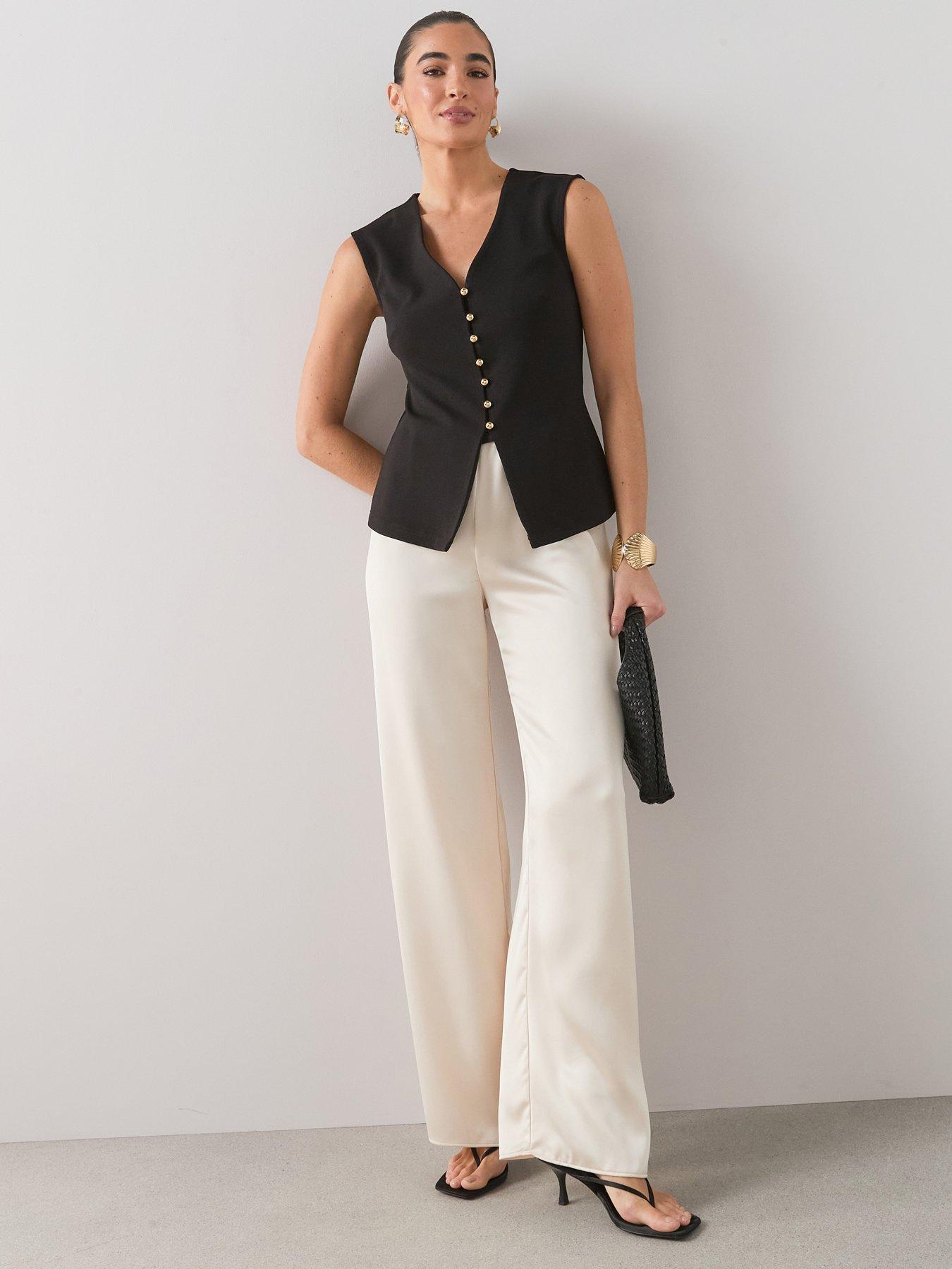 Image 3 of 7 of The Very Collection Button Through Sleeveless Top - Black