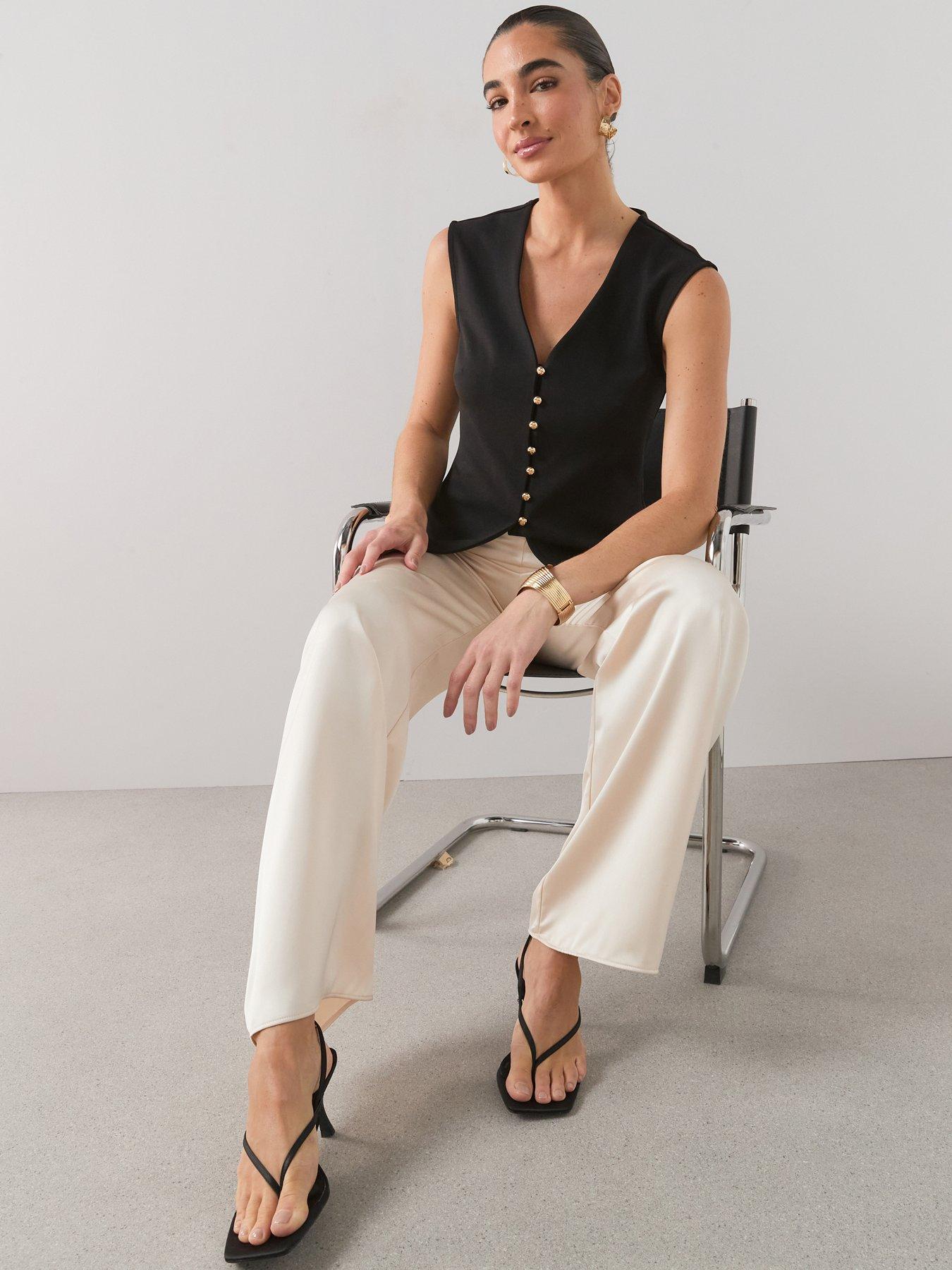 Image 6 of 7 of The Very Collection Button Through Sleeveless Top - Black