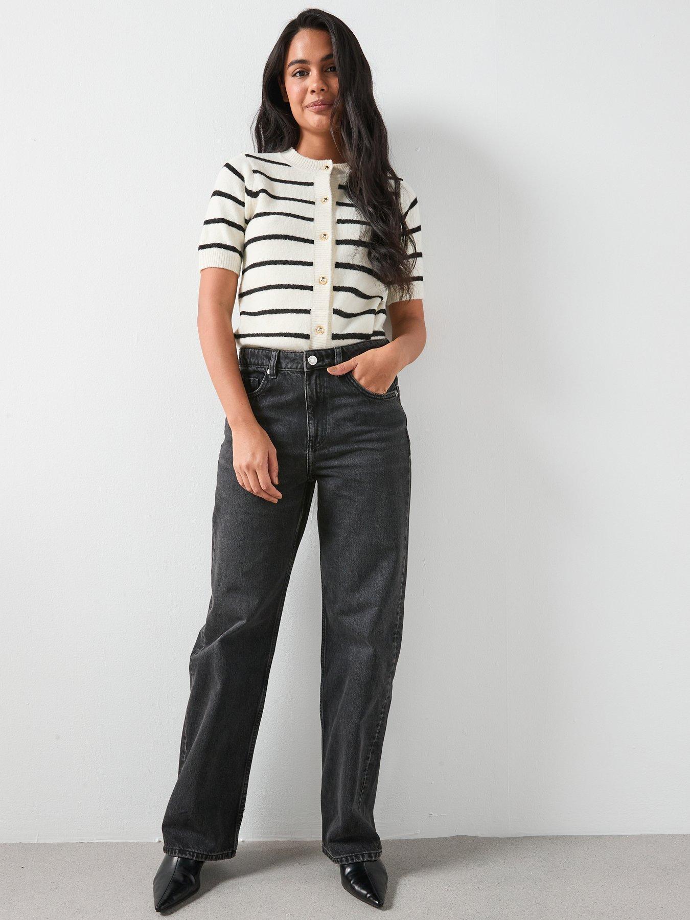 Mango Straight Low-Waist Jeans - Grey