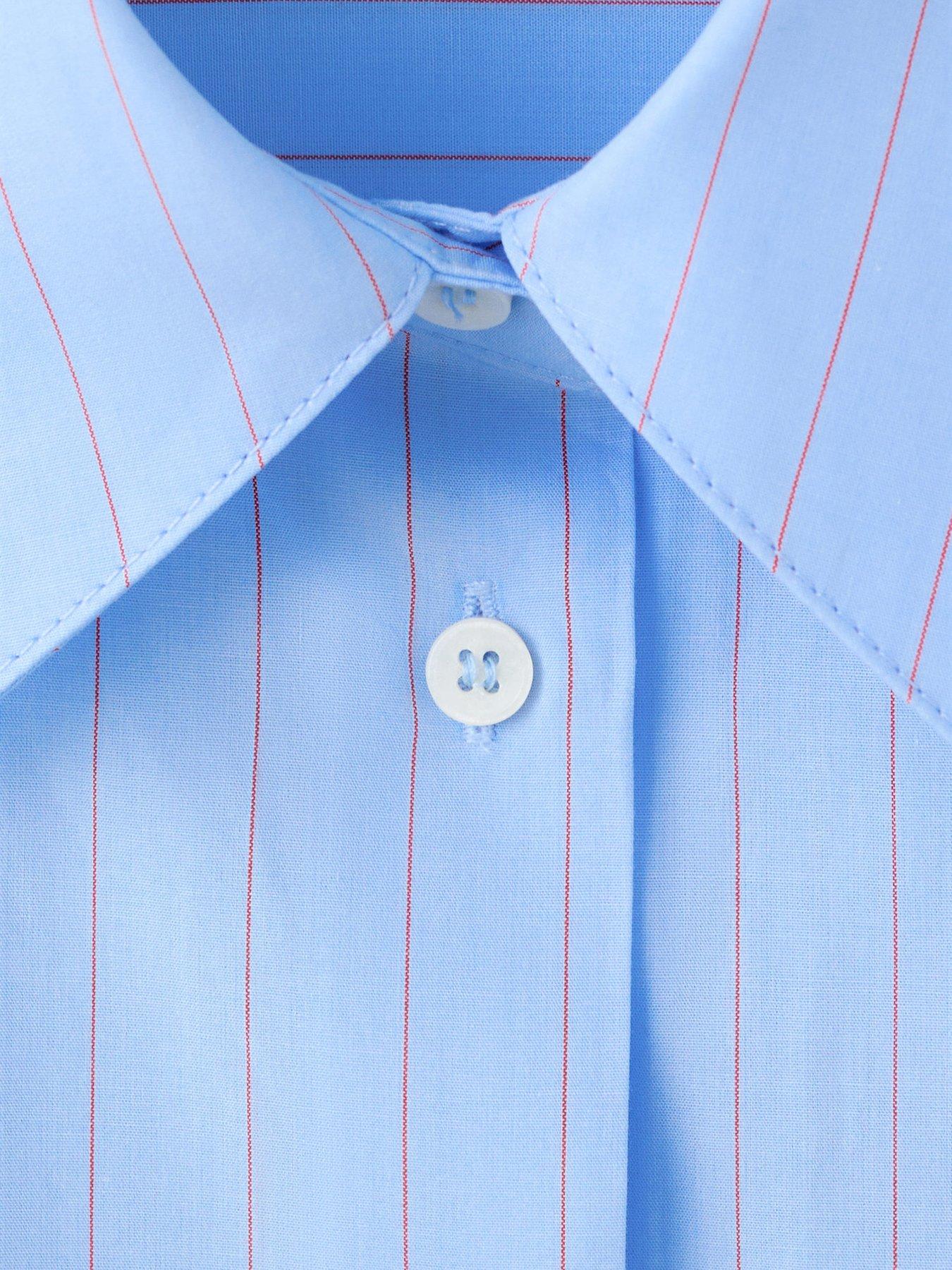 Image 4 of 6 of Mango Cotton And Lyocell Blend Straight Shirt - Blue