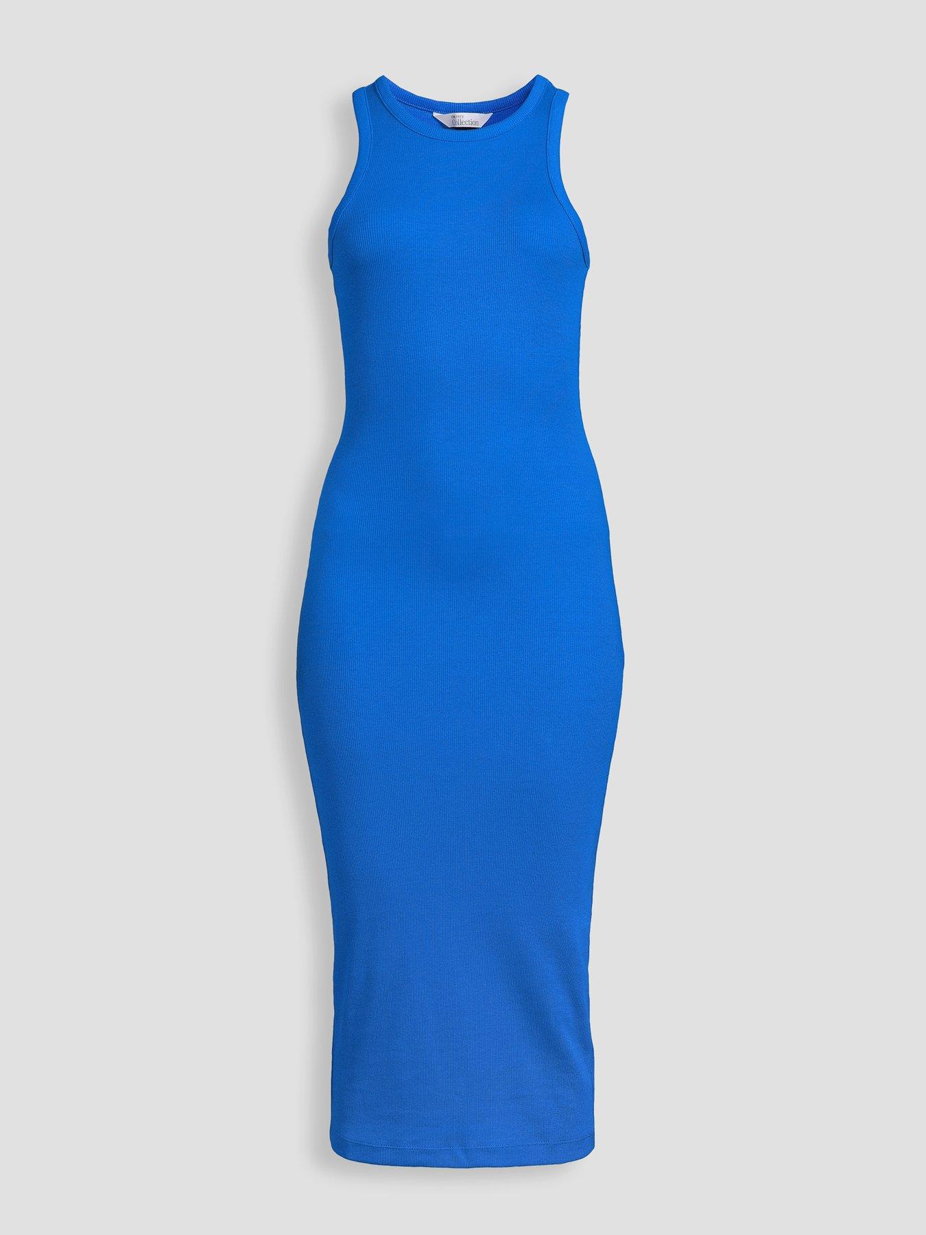 Image 7 of 7 of The Very Collection Ribbed Racer Vest Dress - Blue