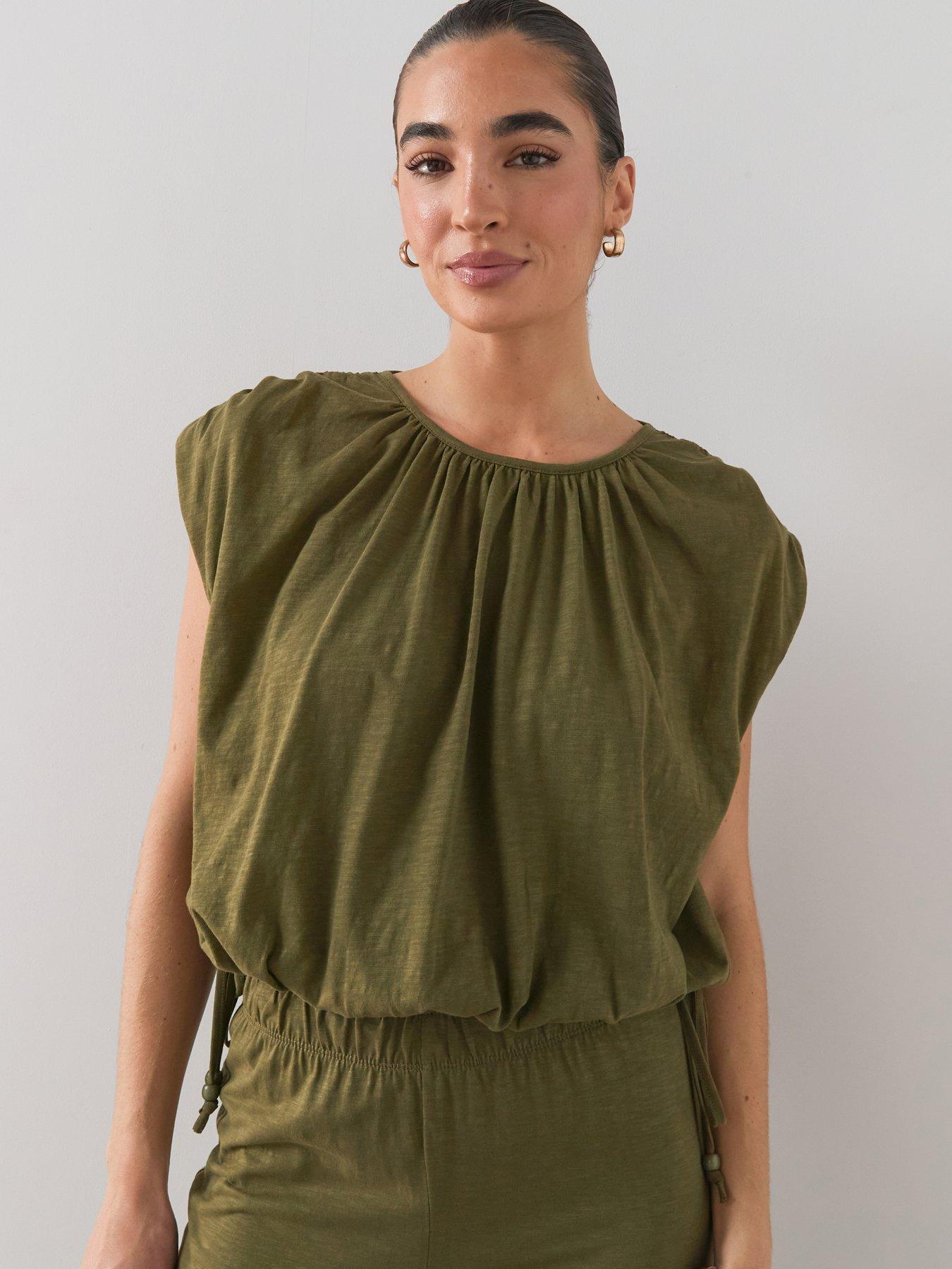 The Very Collection Elasticated Waist T-Shirt Co-Ord - Khaki