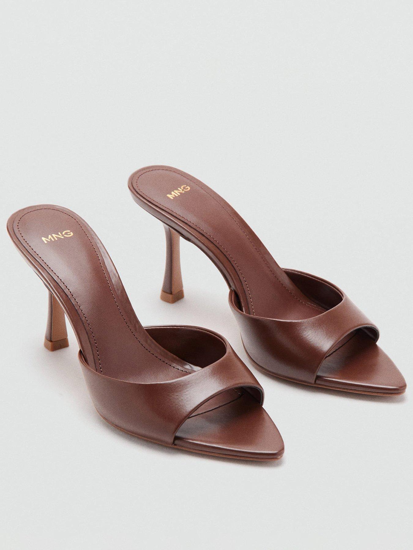 Image 1 of 5 of Mango Pointed Heel Sandals - Brown